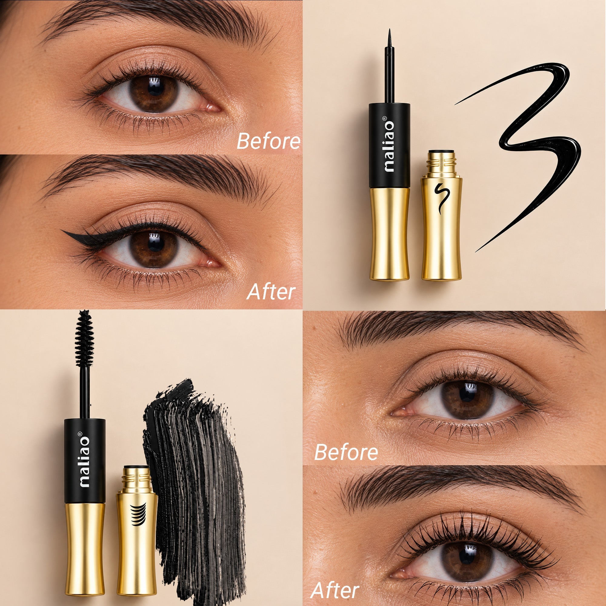 Maliao Color Lip Balm + Maliao Double Effect Mascara & Eyeliner Combo