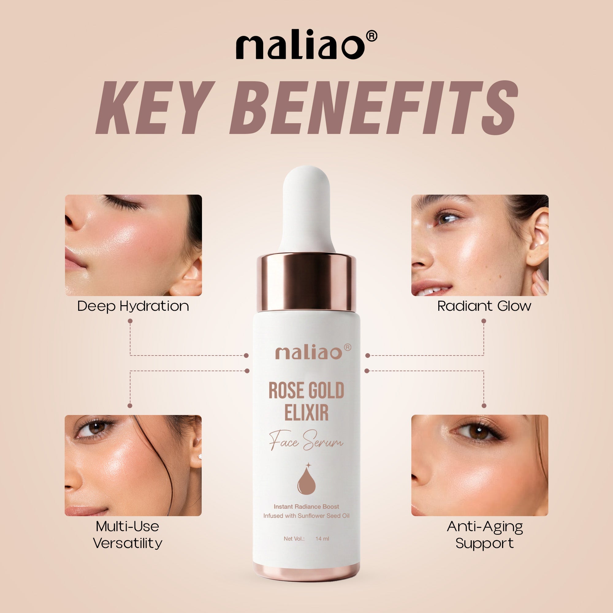 Maliao Face Serum Rose Gold Elixir Face