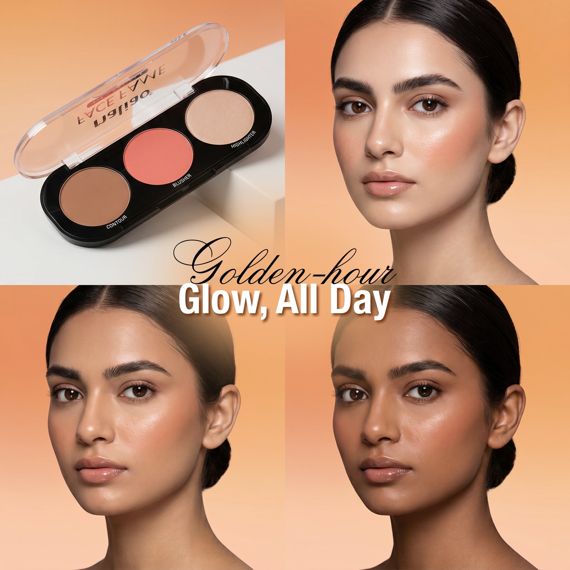 Maliao Face Fame Trio Palette-Blusher, Contour & Highlighter Face