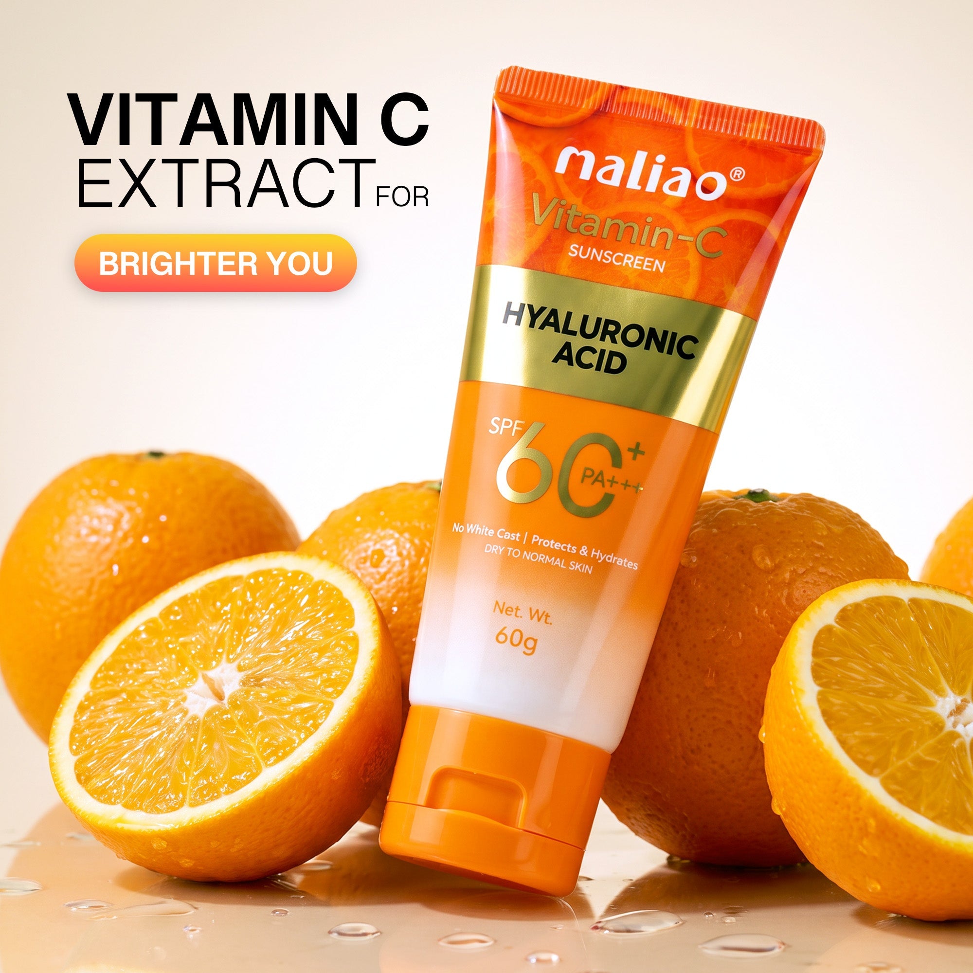 Maliao Vitamin C SPF 60 PA+++ Sunscreen Cream Face