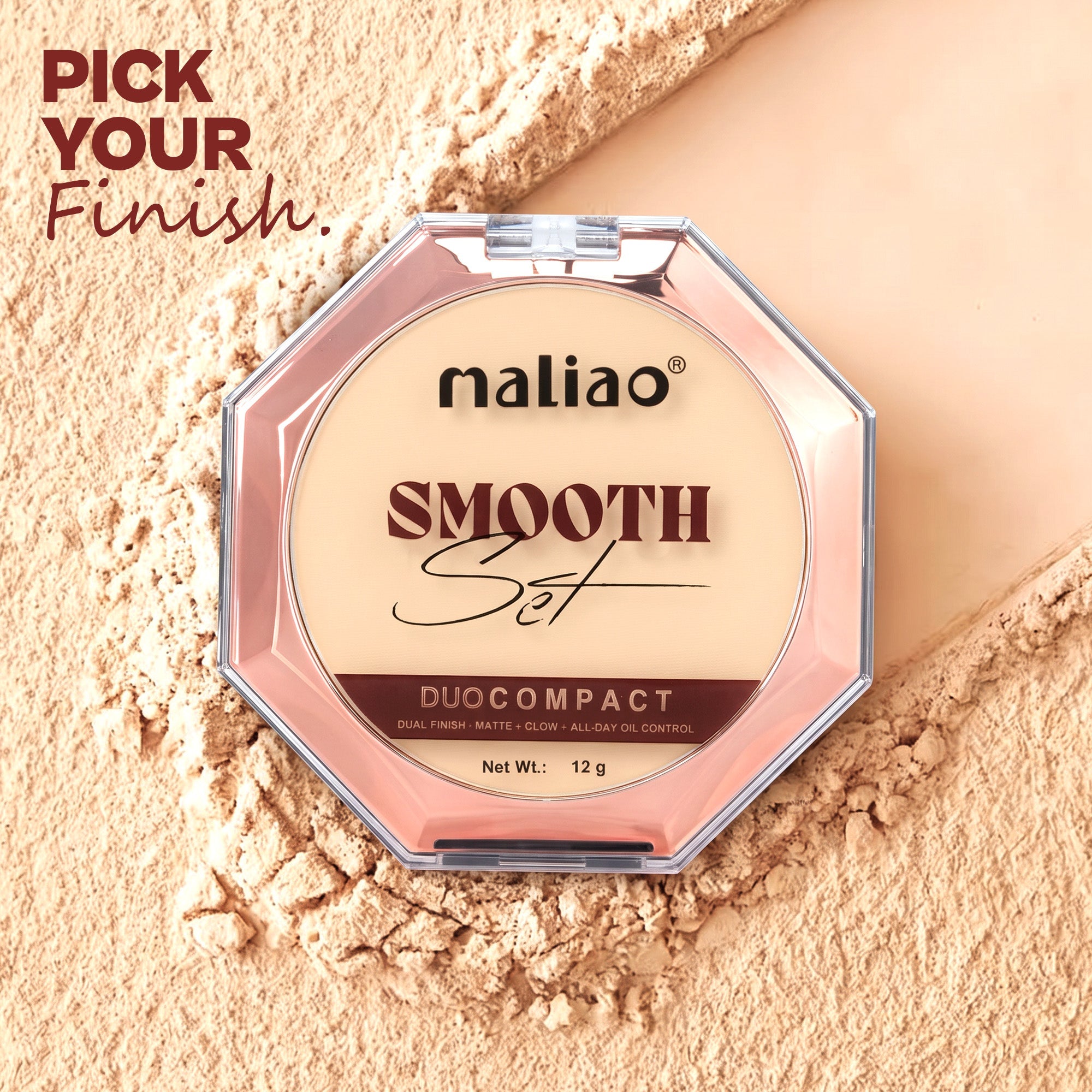 Maliao High Coverage Prime & Fine Matte Pressed Powder Face