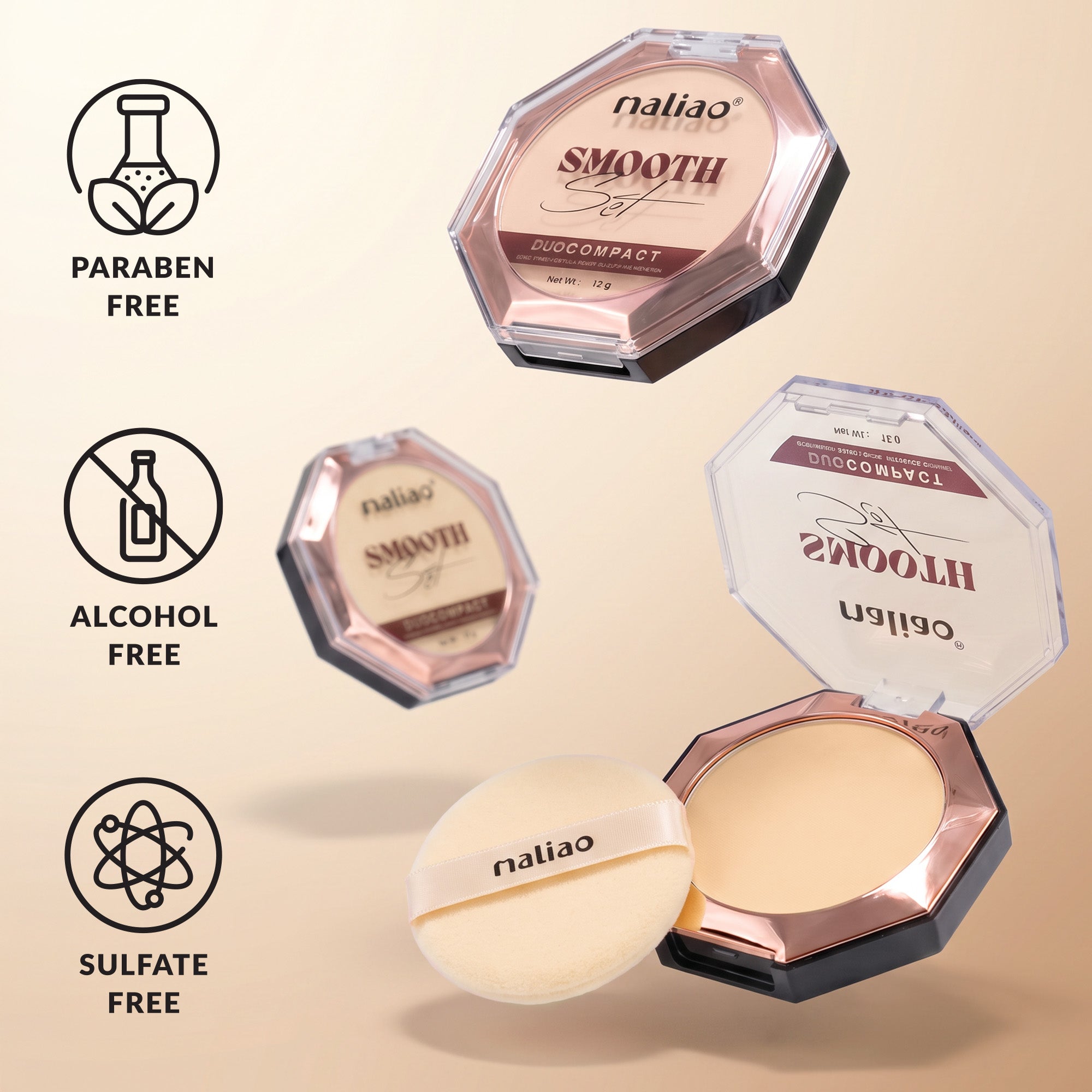 Maliao High Coverage Prime & Fine Matte Pressed Powder Face