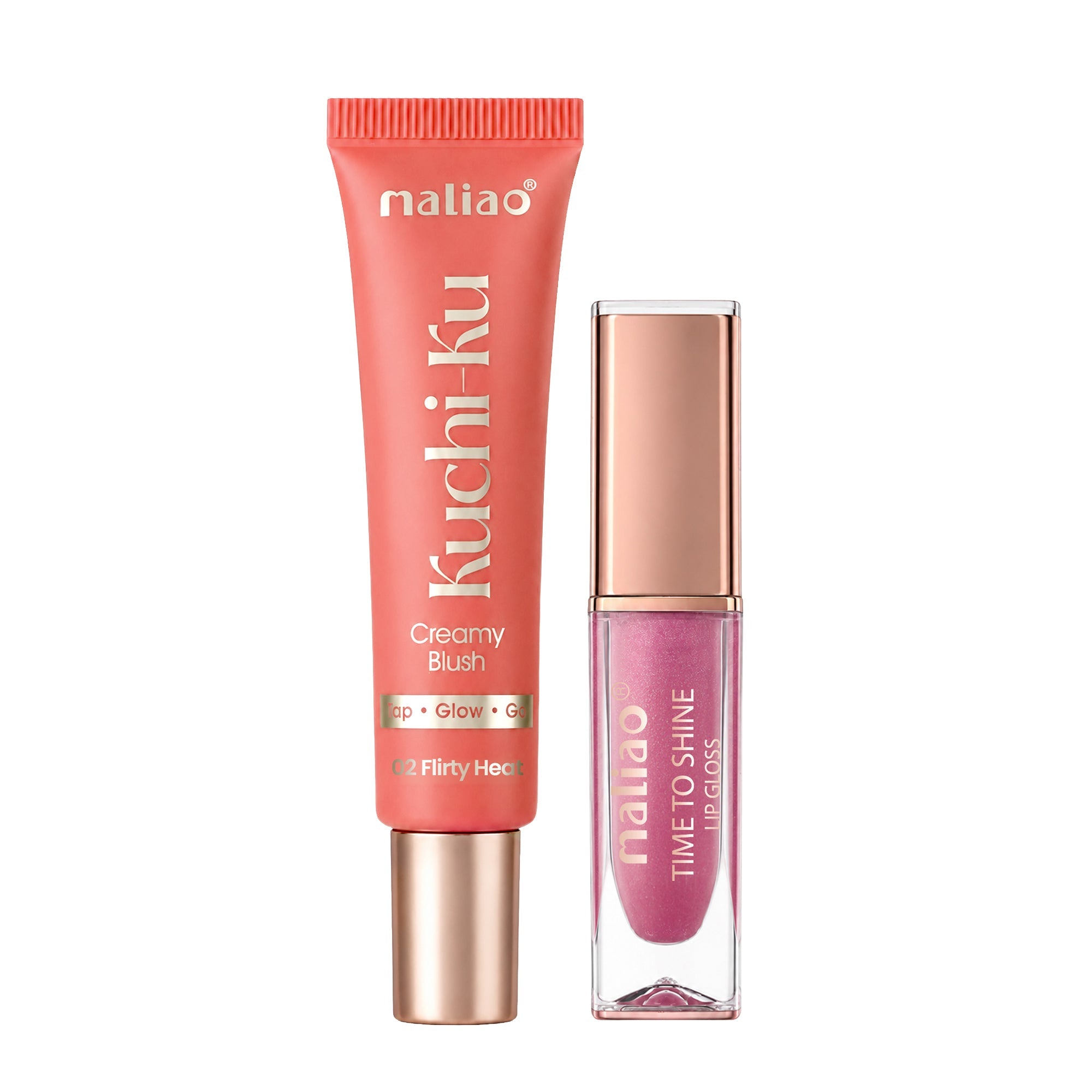 Maliao Time To Shine Lip Gloss & Kuchi-Ku Cream Blush Combo