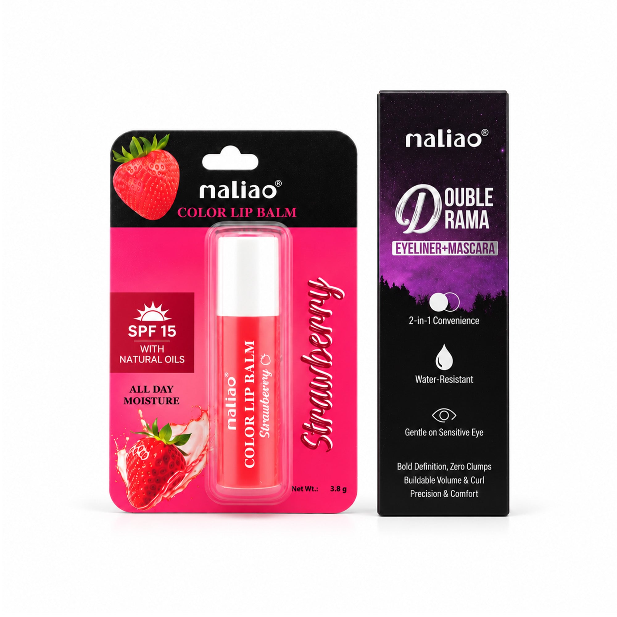 Maliao Color Lip Balm + Maliao Double Effect Mascara & Eyeliner Combo