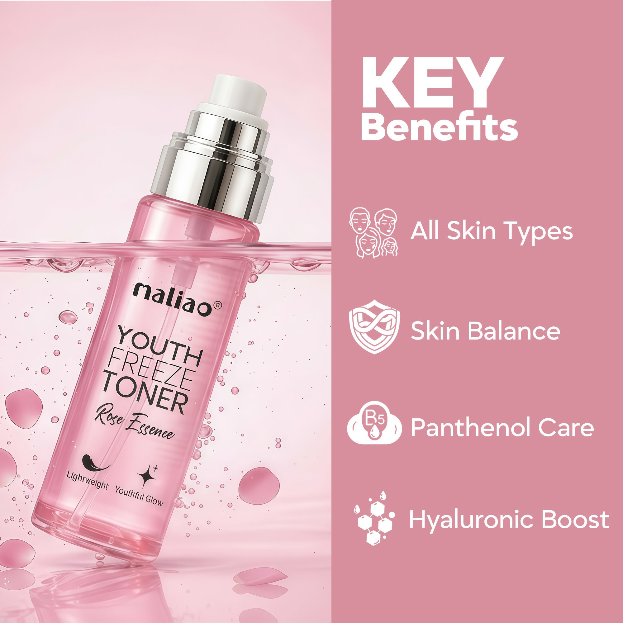 Maliao Youth Freeze Toner with Rose Essence - Refreshing Hydration for Youthful Skin Face