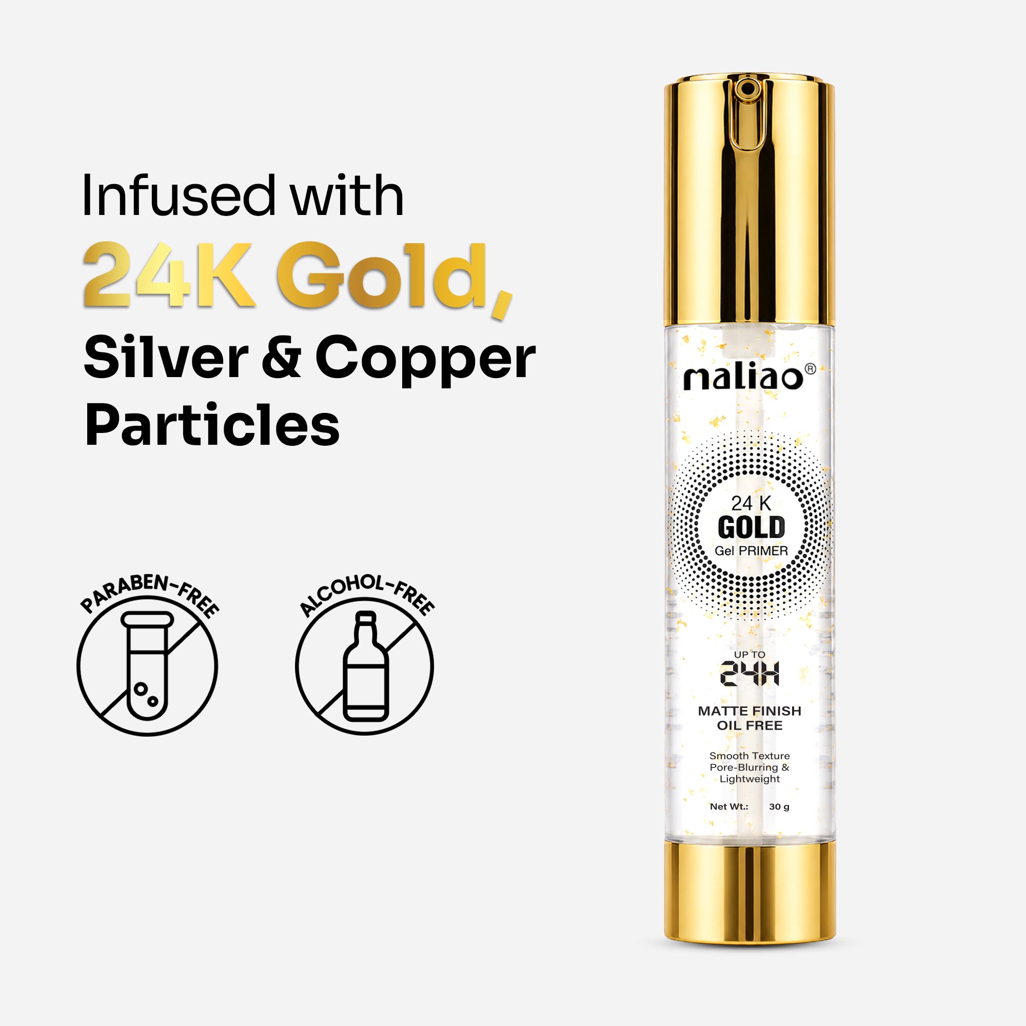 Maliao 24k Gold Gel Primer l Minimize Pore & Non-Greasy l With Gold, Silver & Copper Face