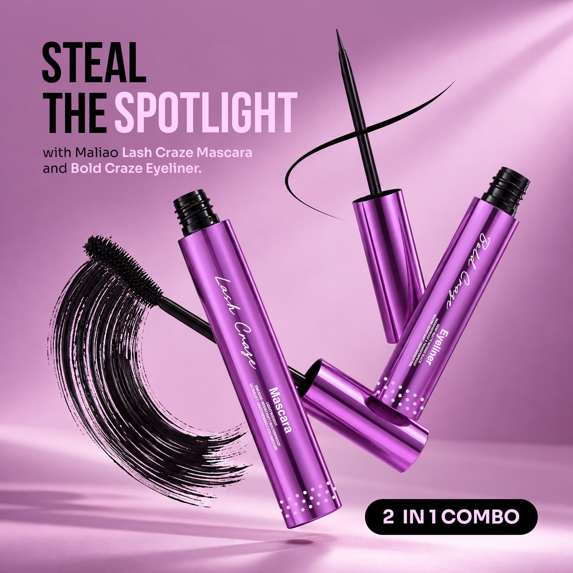 Maliao Lash Craze Mascara & Bold Craze Eyeliner Combo