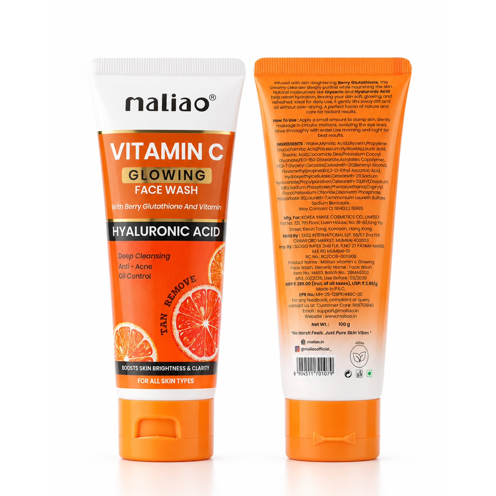 Maliao Vitamin C Glowing Facewash Face