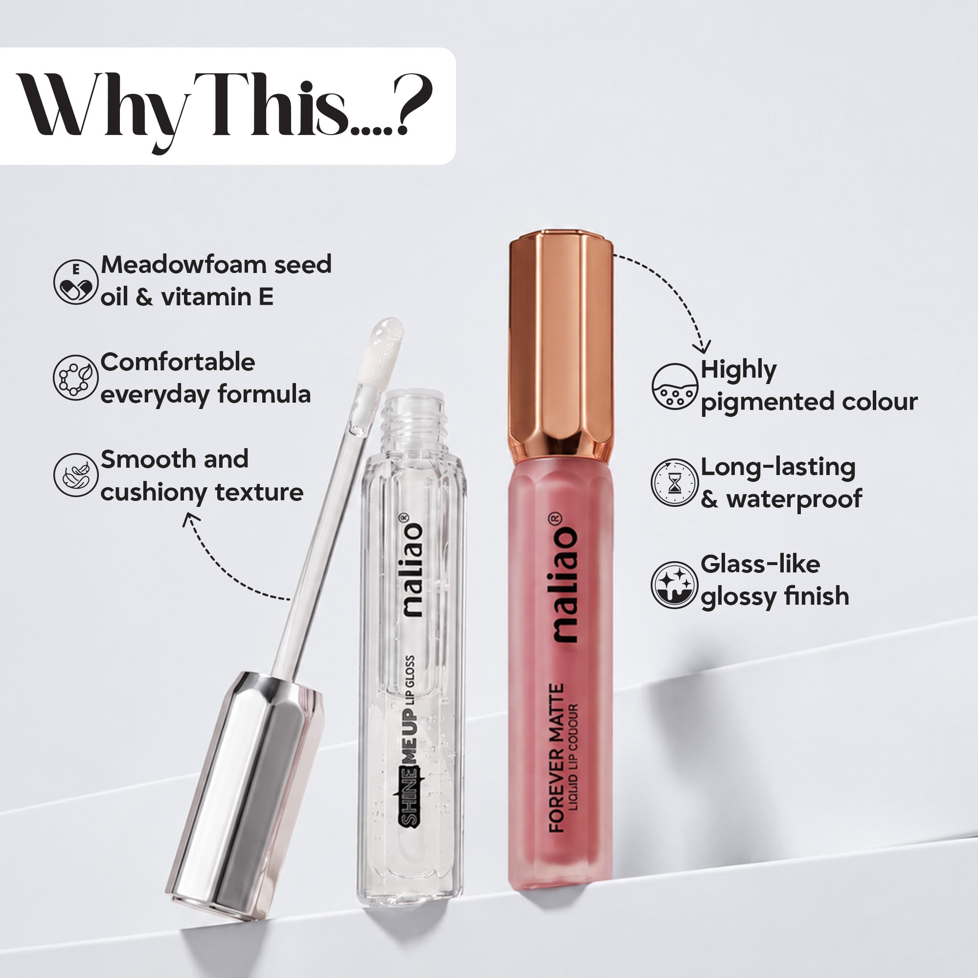 Maliao Forever Matte Liquid Lip Colour + Maliao Shine Me Up Gloss Combo