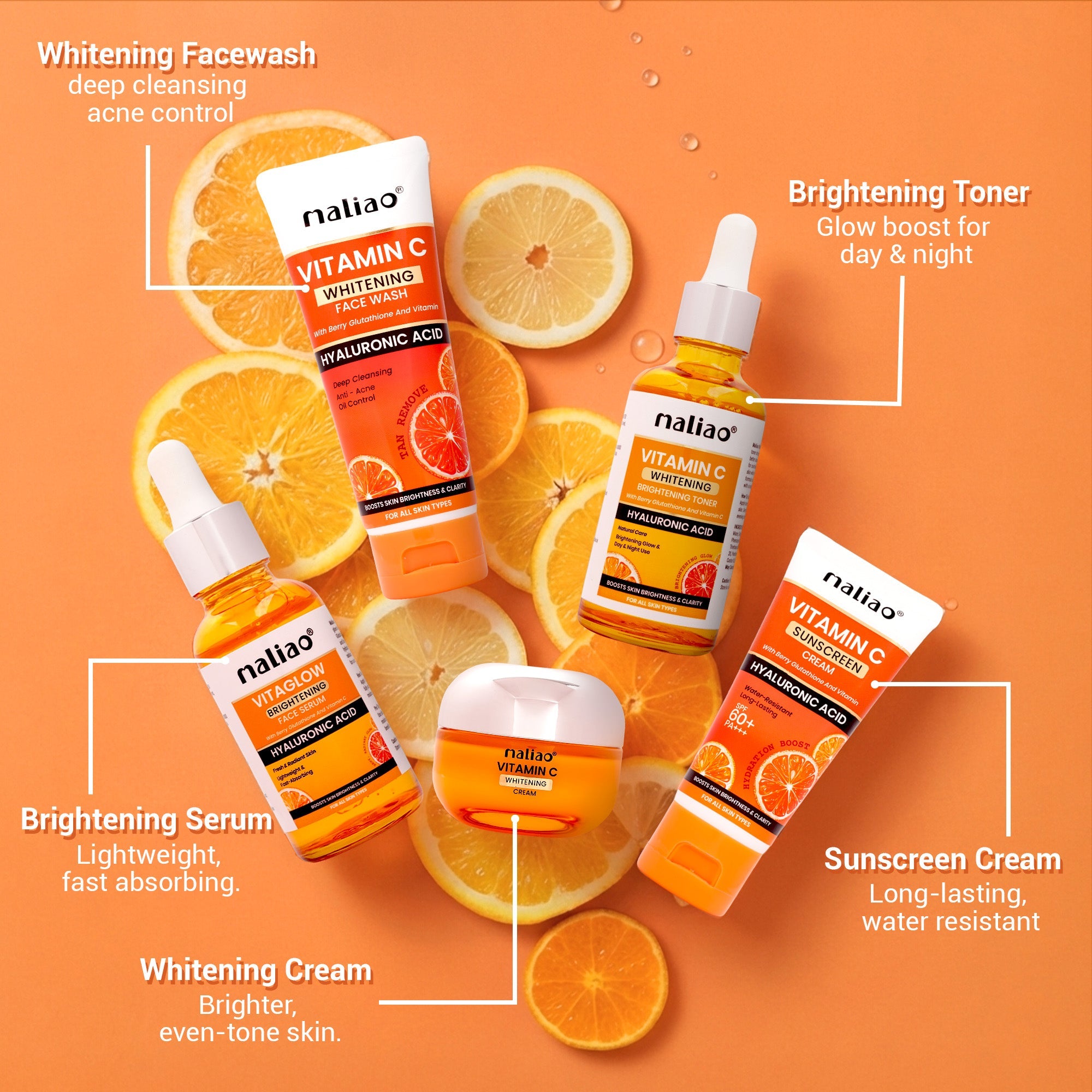 Maliao Organic Vitamin C Skin Care Set (5 Piece) Face