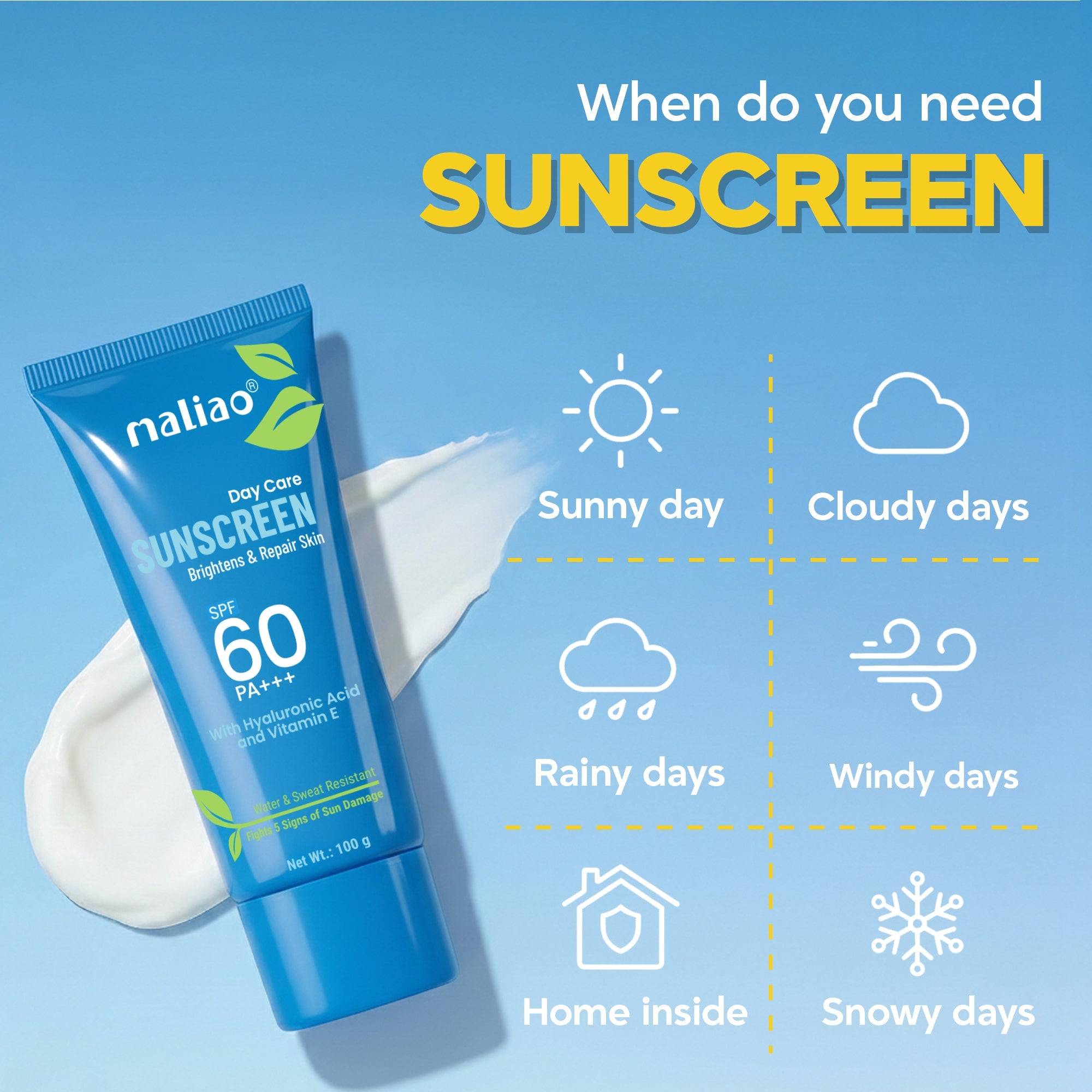 Maliao Green Tea Sunscreen SPF 60 PA+++ Face
