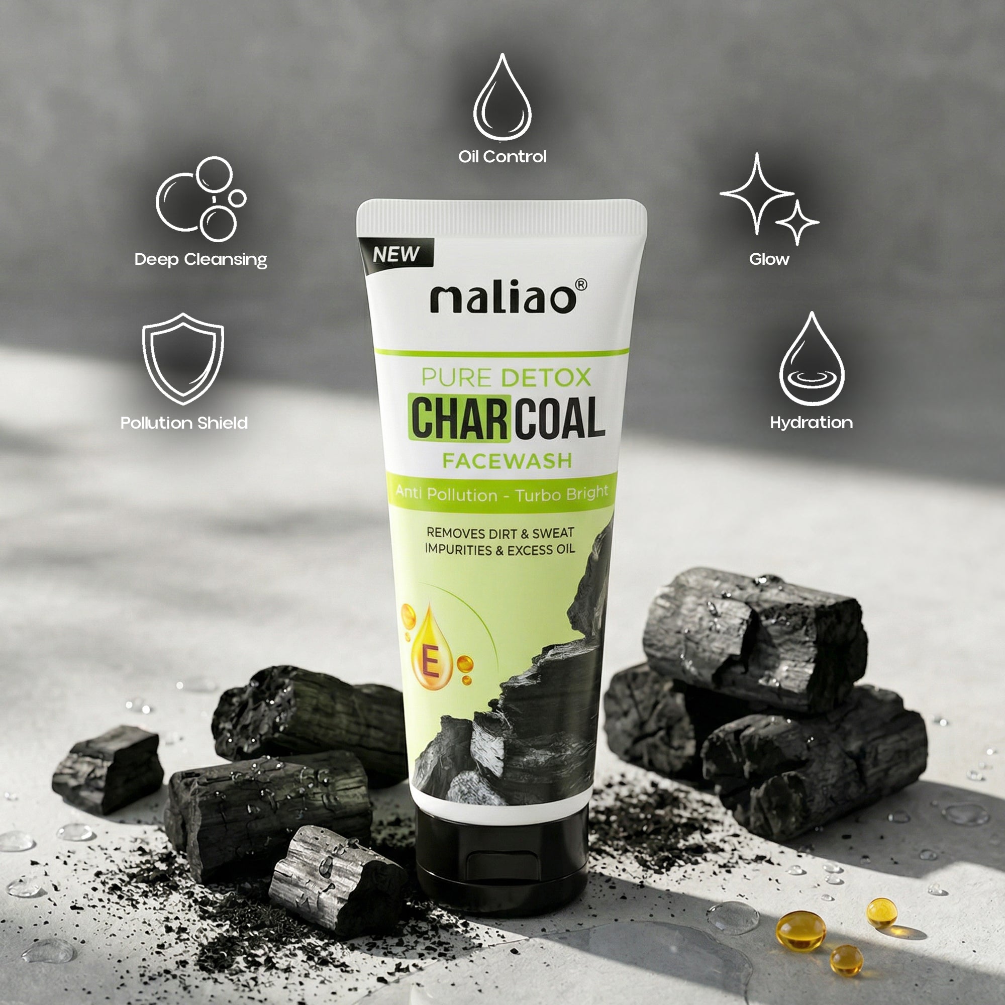 Maliao Pure Detox Charcoal Face wash Face