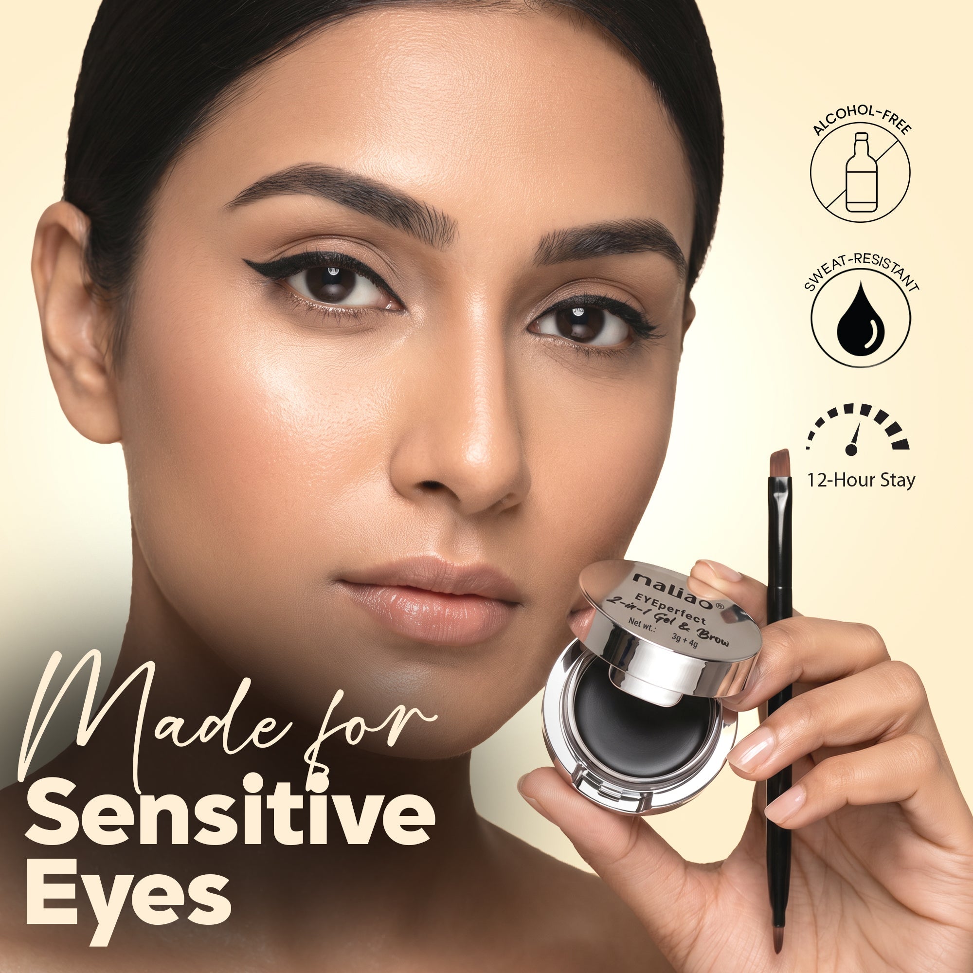 Maliao Gel Kajal Eyeliner Cake l Smudge-Proof & Bold Payoff Eye