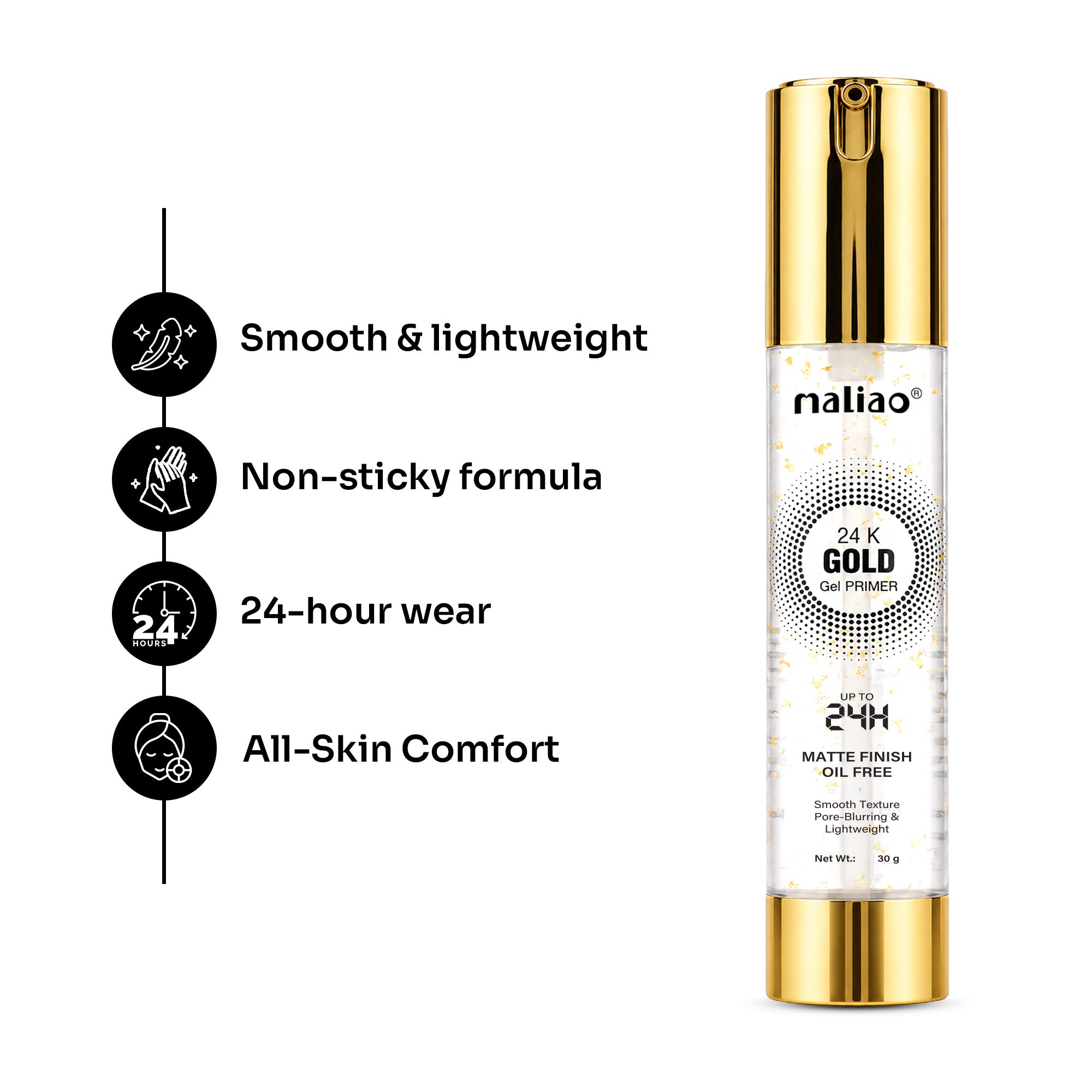 Maliao 24k Gold Gel Primer l Minimize Pore & Non-Greasy l With Gold, Silver & Copper Face