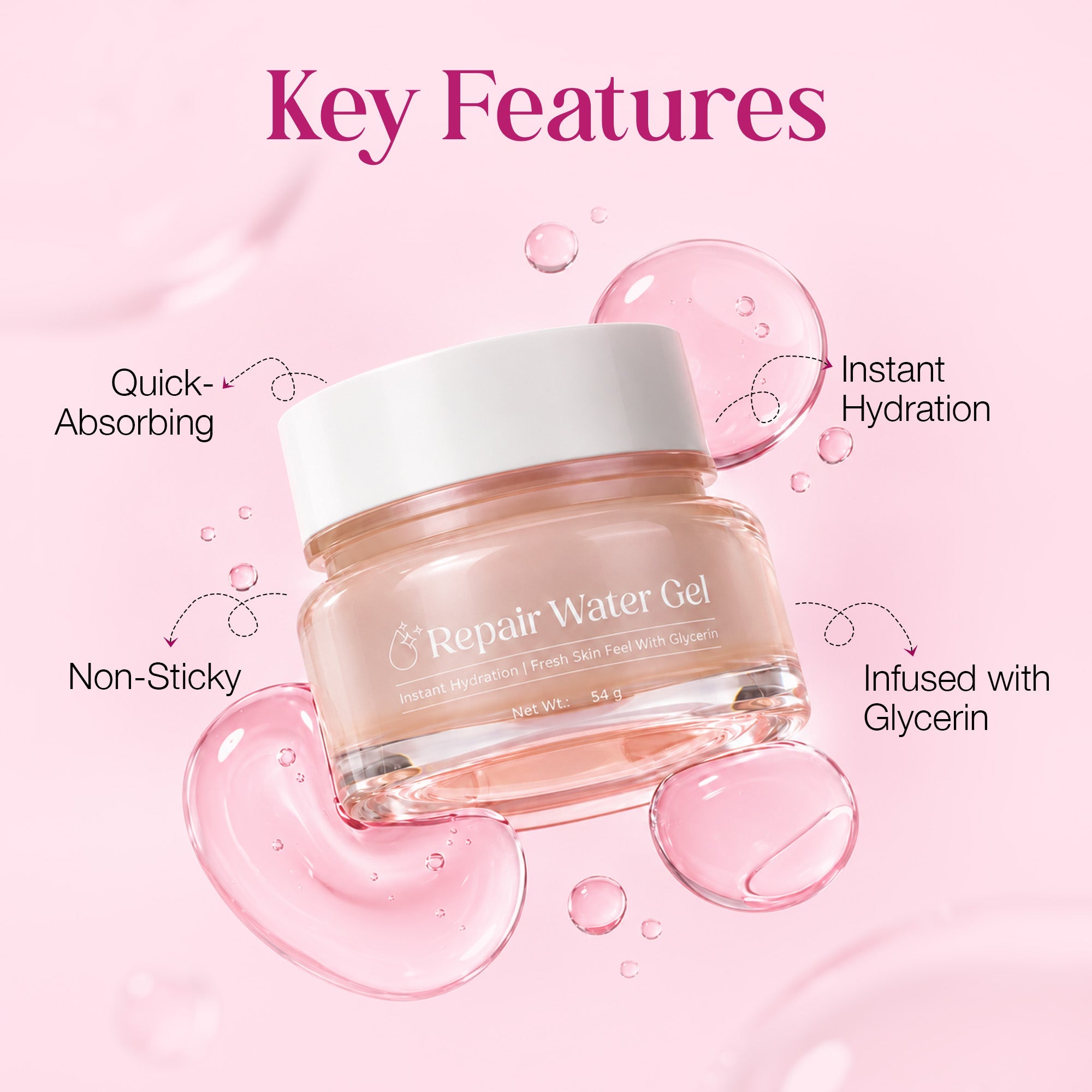 Maliao Repair Water Gel Moisturizer – Hydrating and Whitening Face Gel for All Skin Types, Lightweight & Non-Greasy, 50g Skin Care