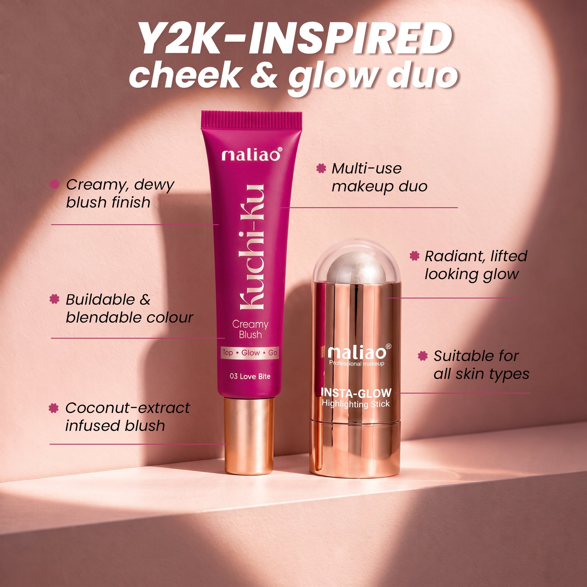 Maliao Kuchi-Ku Cream Blush & Insta Glow Highlighting Stick