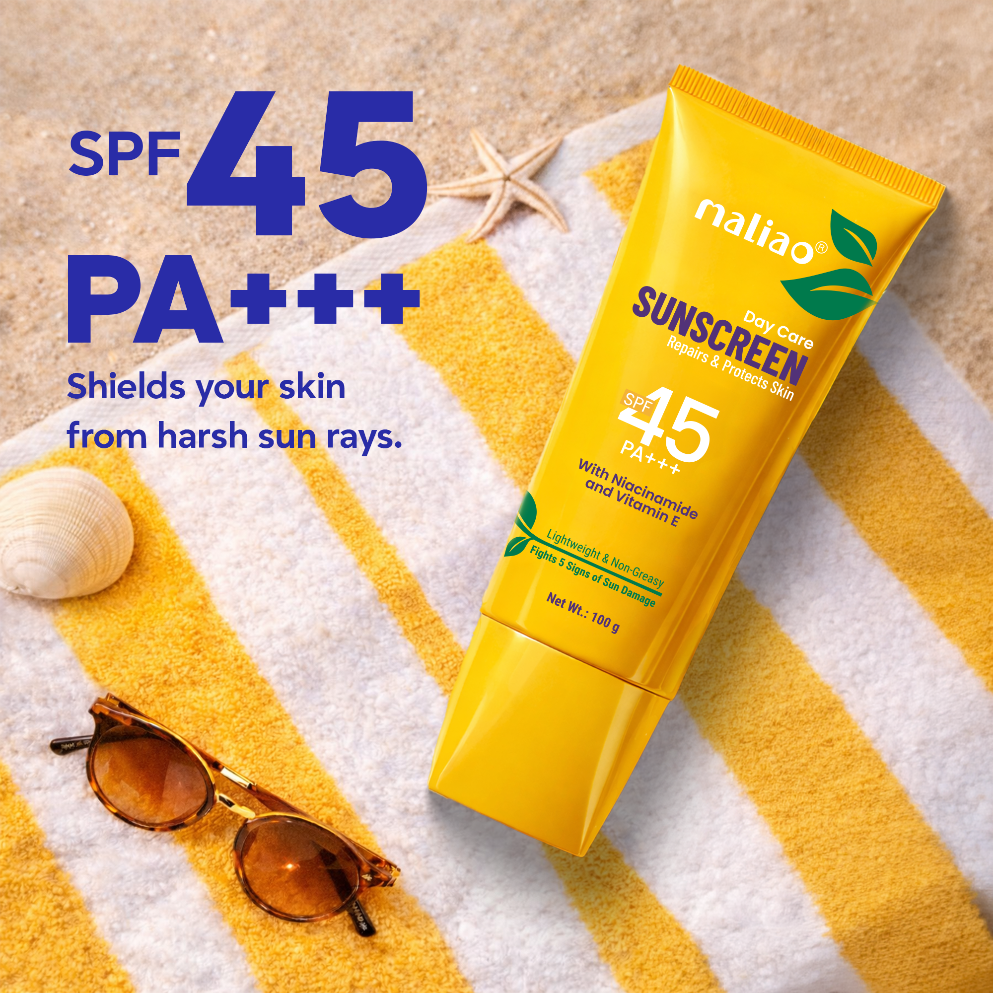Maliao Green Tea Sunscreen SPF 45 PA+++ Face