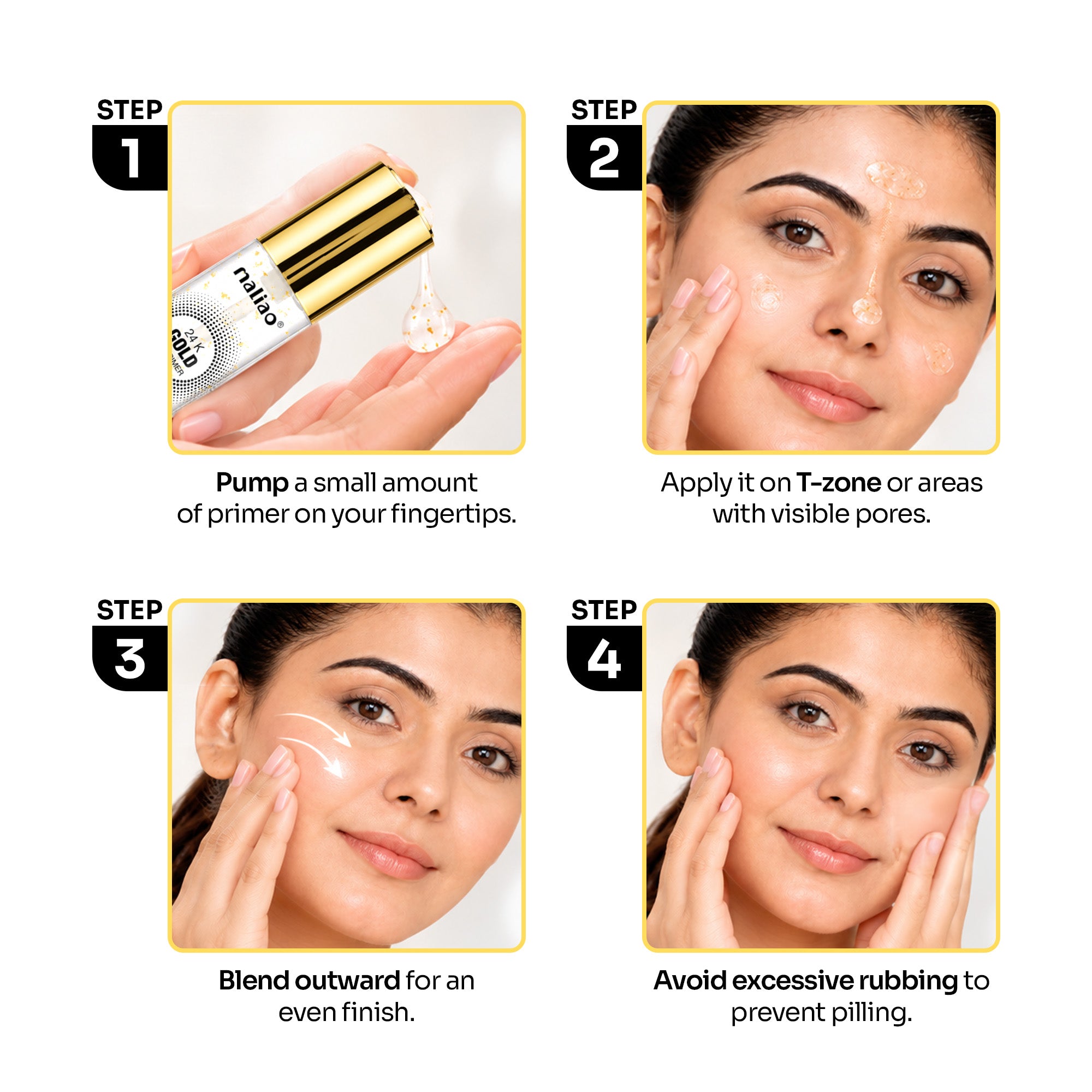 Maliao 24k Gold Gel Primer l Minimize Pore & Non-Greasy l With Gold, Silver & Copper Face