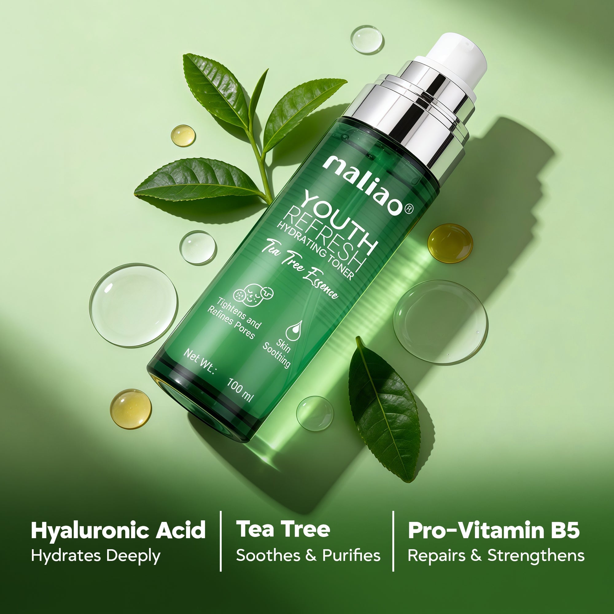 Maliao Youth Freeze Toner with Tea Tree Green - Refreshing and Clarifying Toner for Clear, Youthful Skin Face