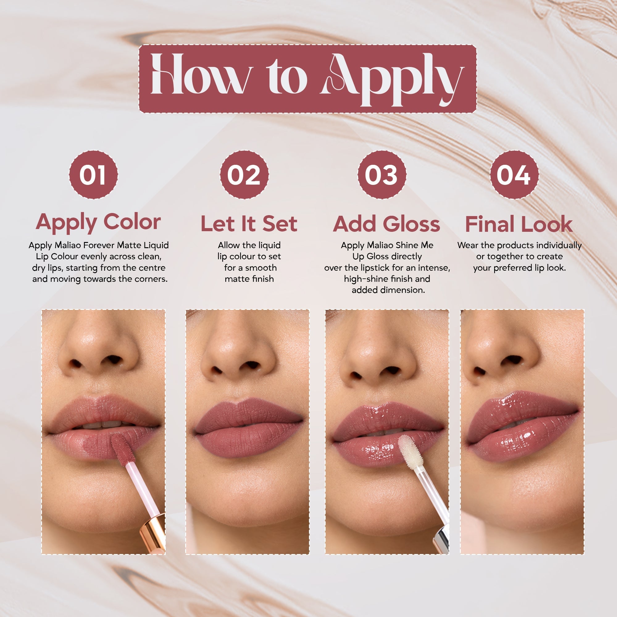 Maliao Forever Matte Liquid Lip Colour + Maliao Shine Me Up Gloss Combo