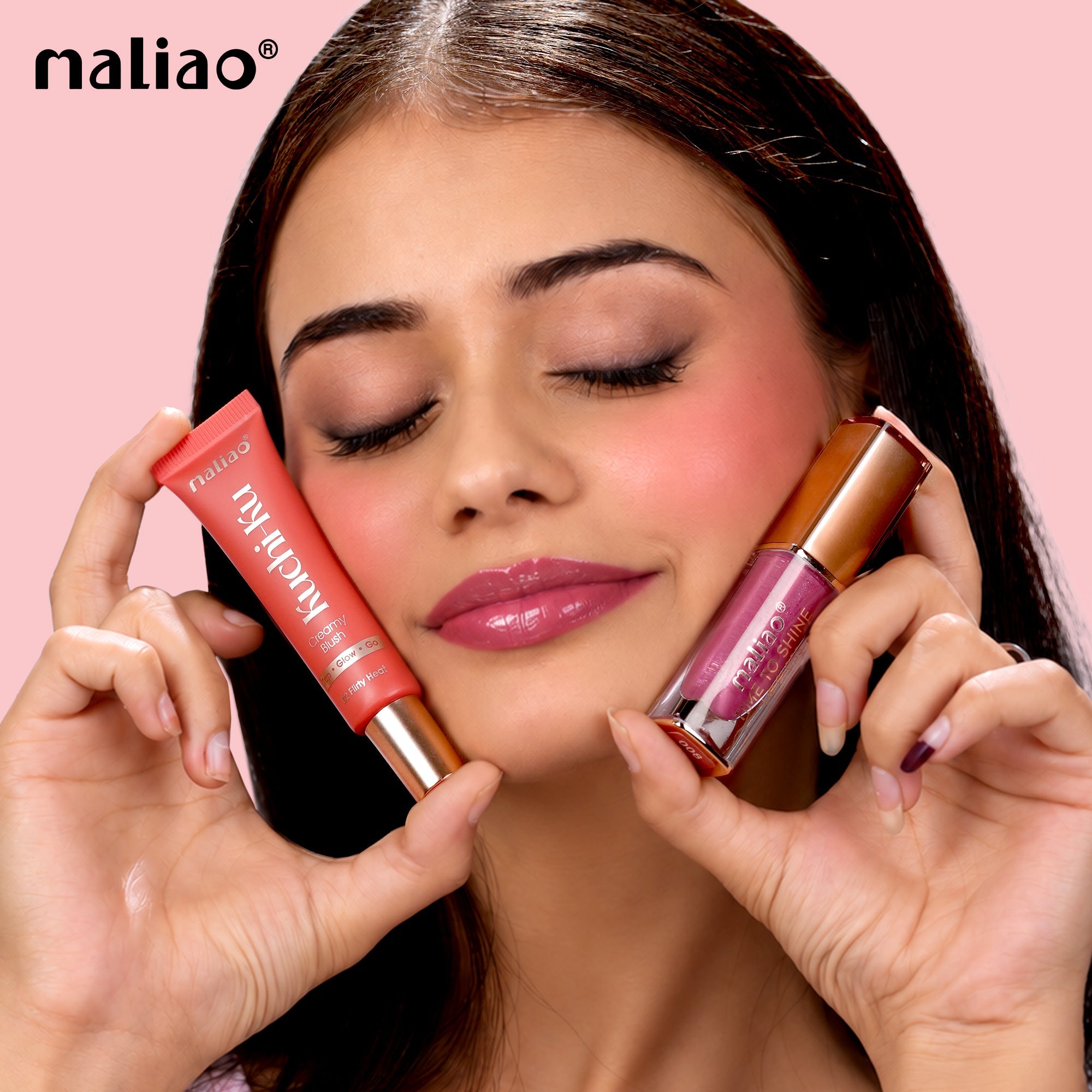 Maliao Time To Shine Lip Gloss & Kuchi-Ku Cream Blush Combo