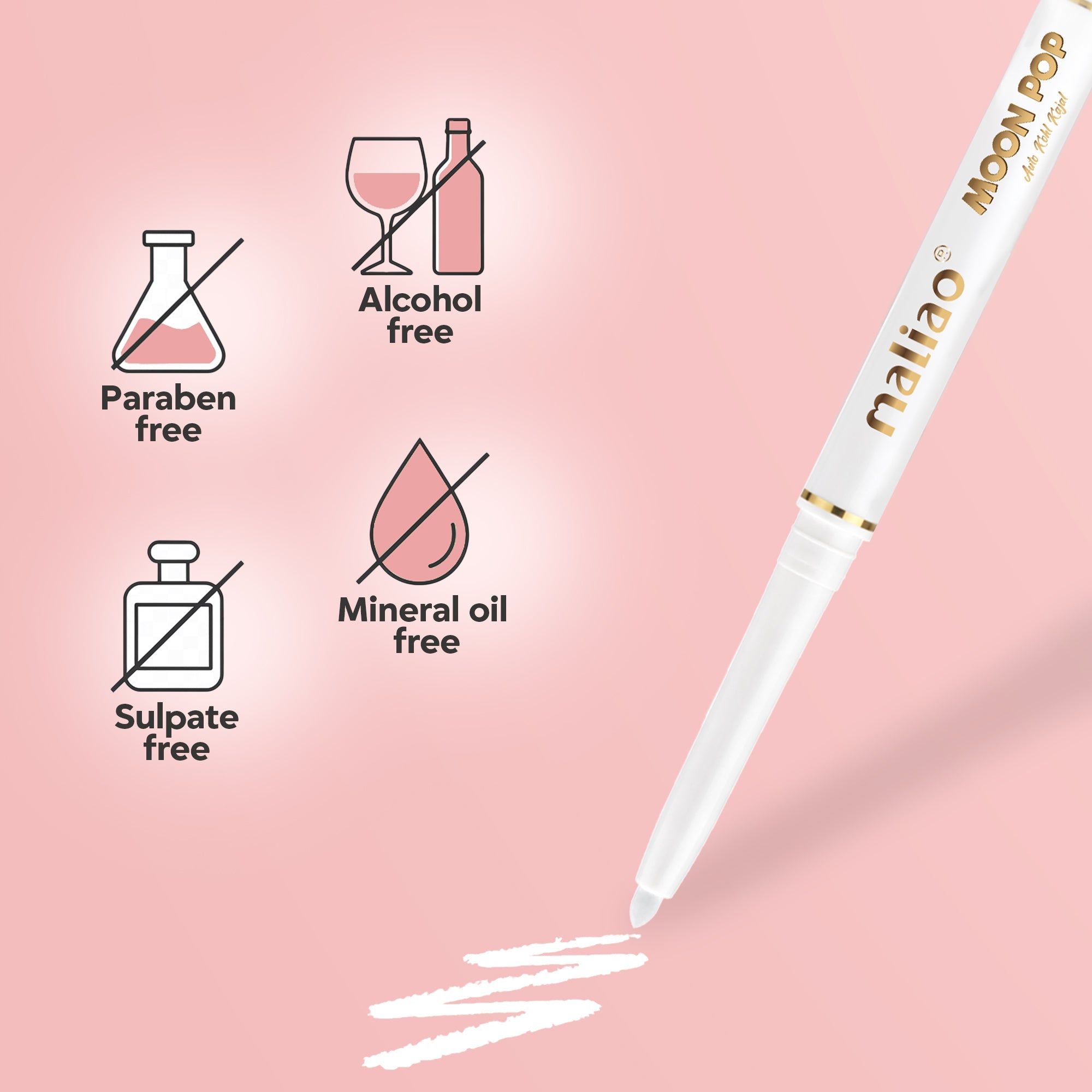 Maliao Love Me Waterproof White Kohl Kajal Pencil Eye