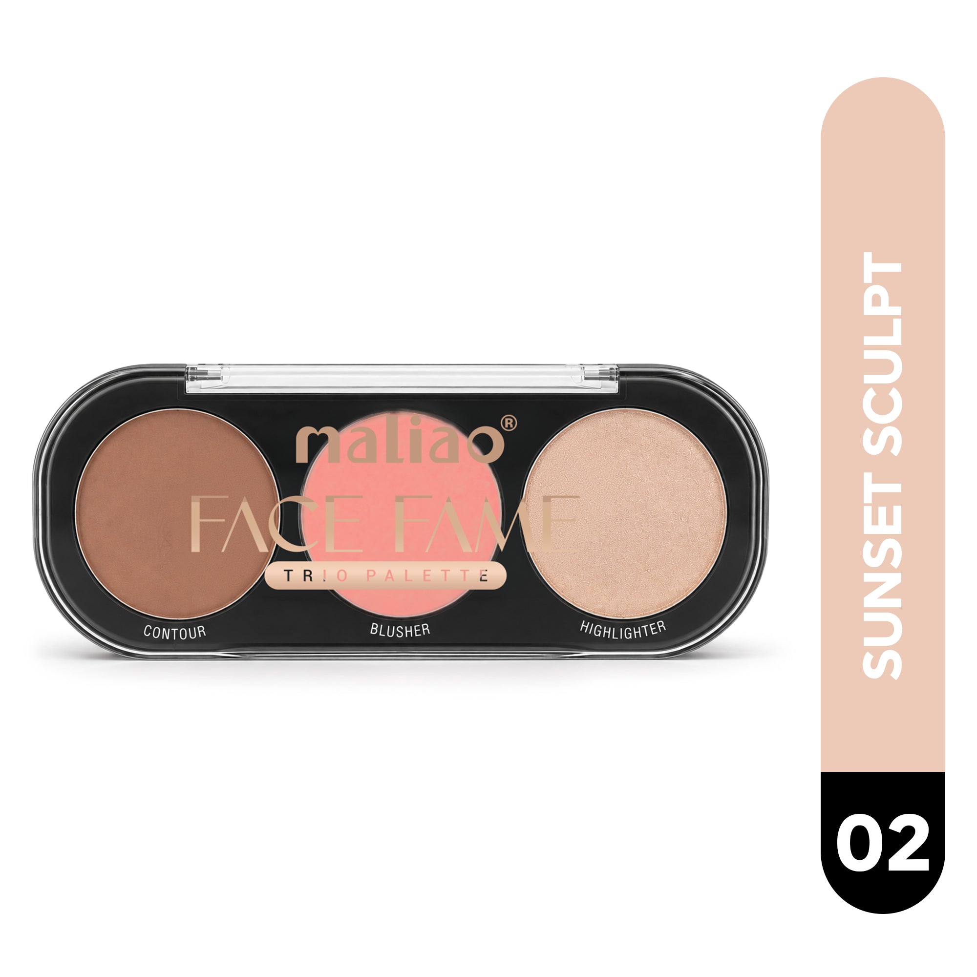 Maliao Face Fame Trio Palette-Blusher, Contour & Highlighter Face