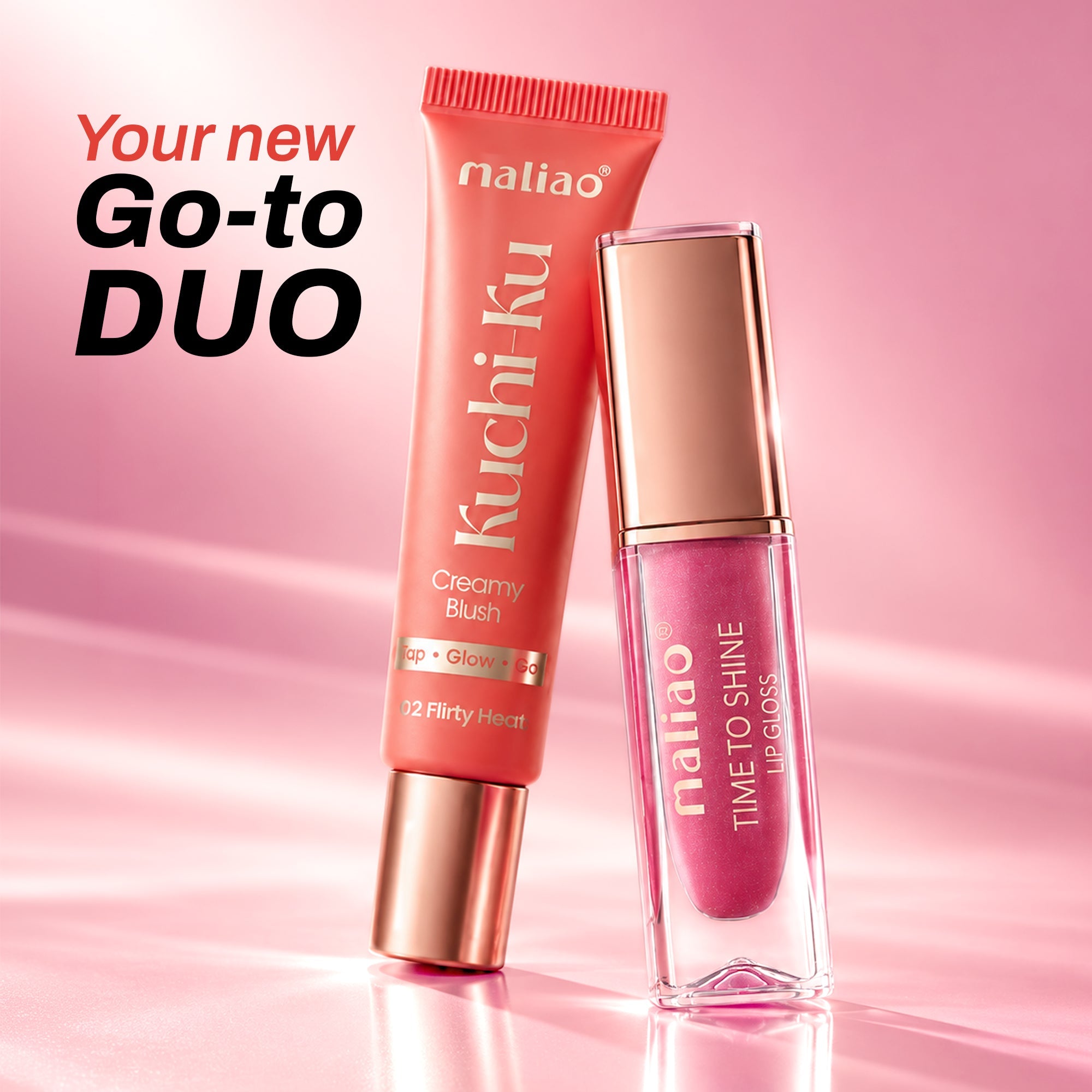 Maliao Time To Shine Lip Gloss & Kuchi-Ku Cream Blush Combo