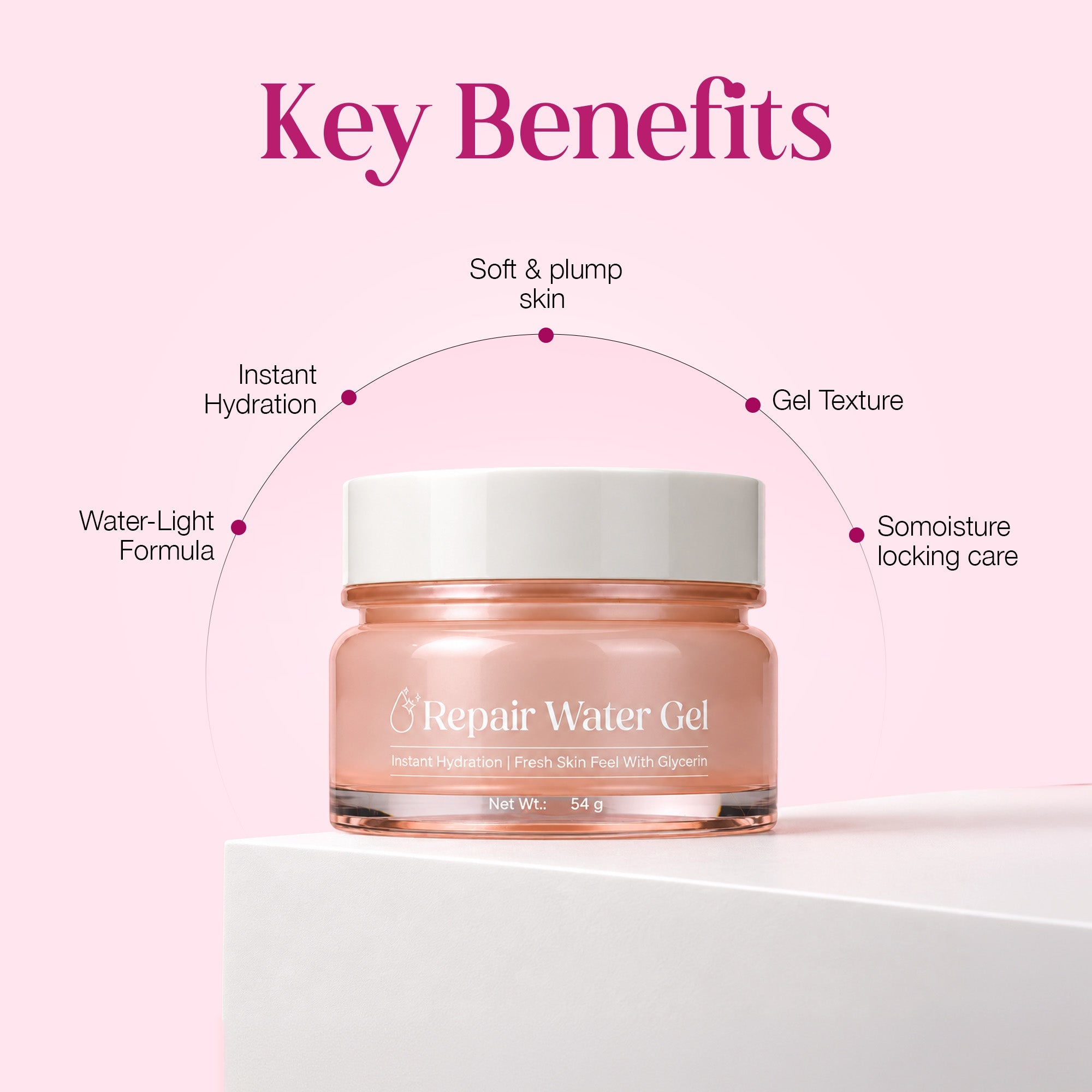 Maliao Repair Water Gel Moisturizer – Hydrating and Whitening Face Gel for All Skin Types, Lightweight & Non-Greasy, 50g Skin Care