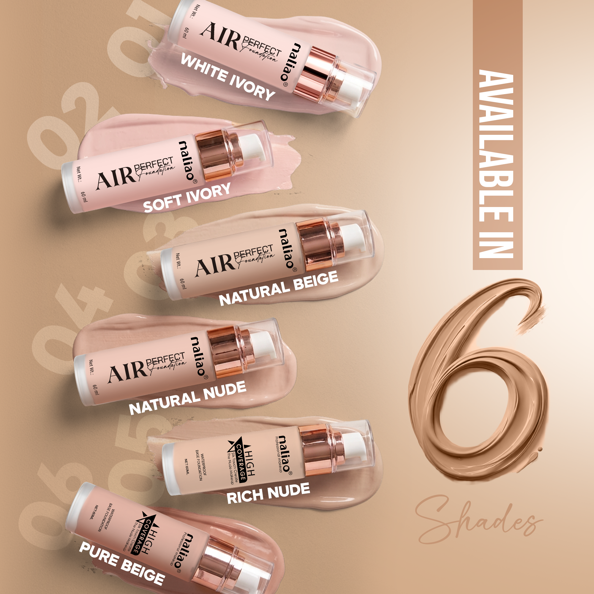 Maliao High Coverage Waterproof Base Foundation - Flawless All-Day Wear Face