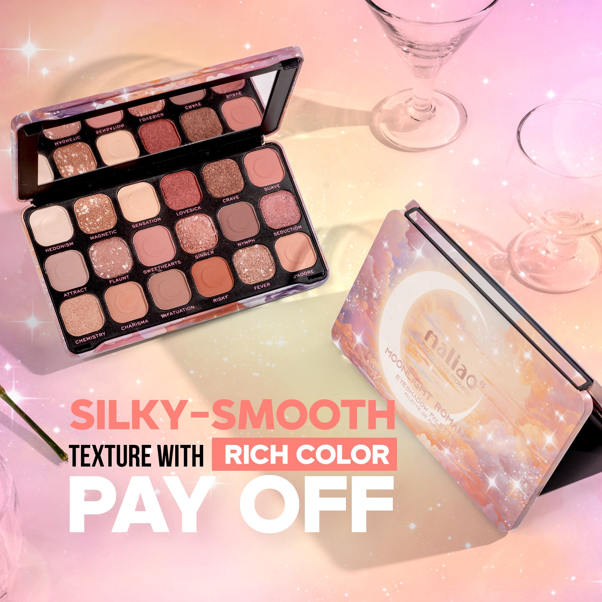 Maliao 18-Color Eyeshadow Palette – Blendable Matte & Shimmer Shades for Stunning Eye Makeup Looks – Highly Pigmented, Long-Lasting Eye Shadow Palette for All Skin Tones