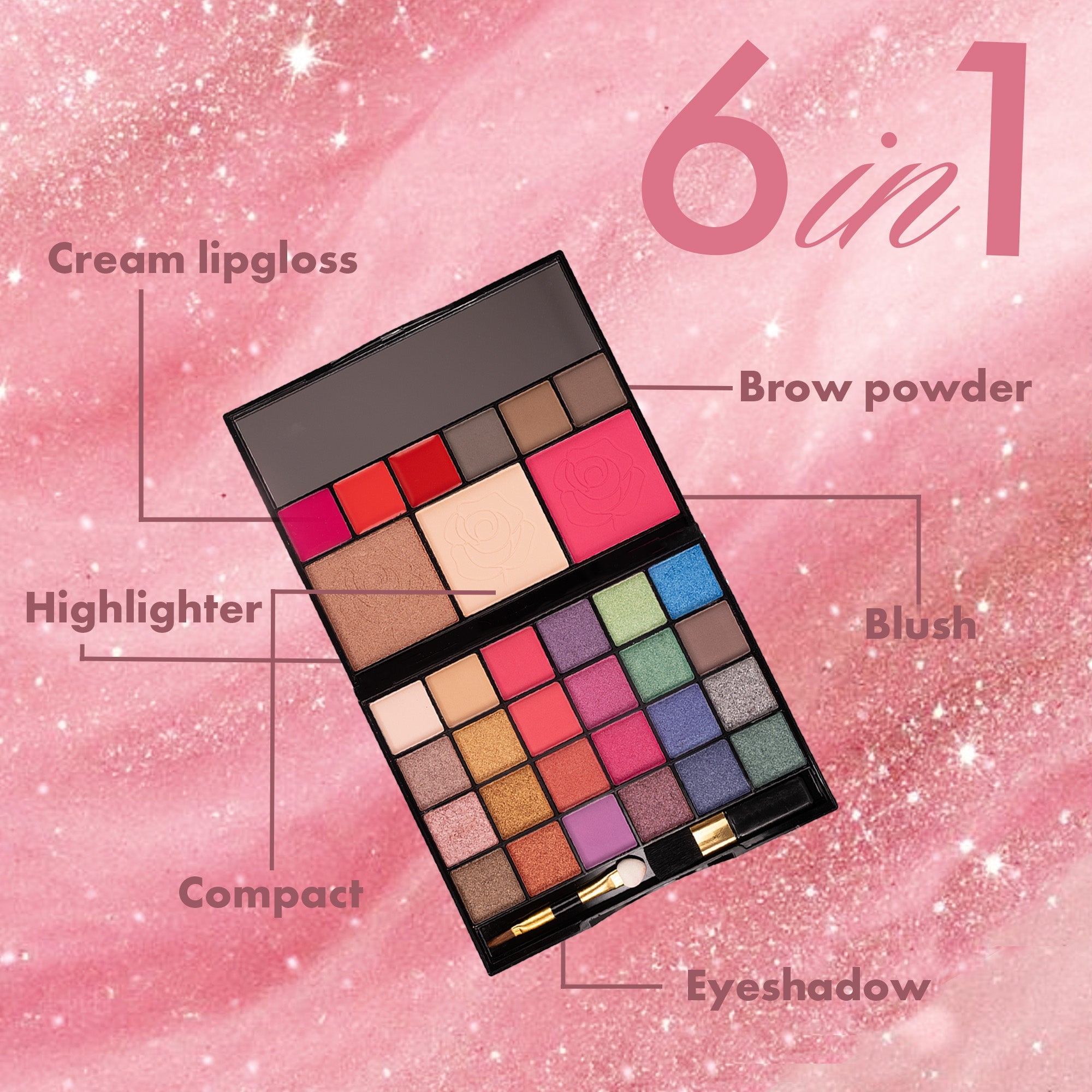 Maliao Ultimate Makeup Palette - 24 Eyeshadows, Blush, Highlighter, Lip Glosses, Eyebrow Powders, Contour Powder Face