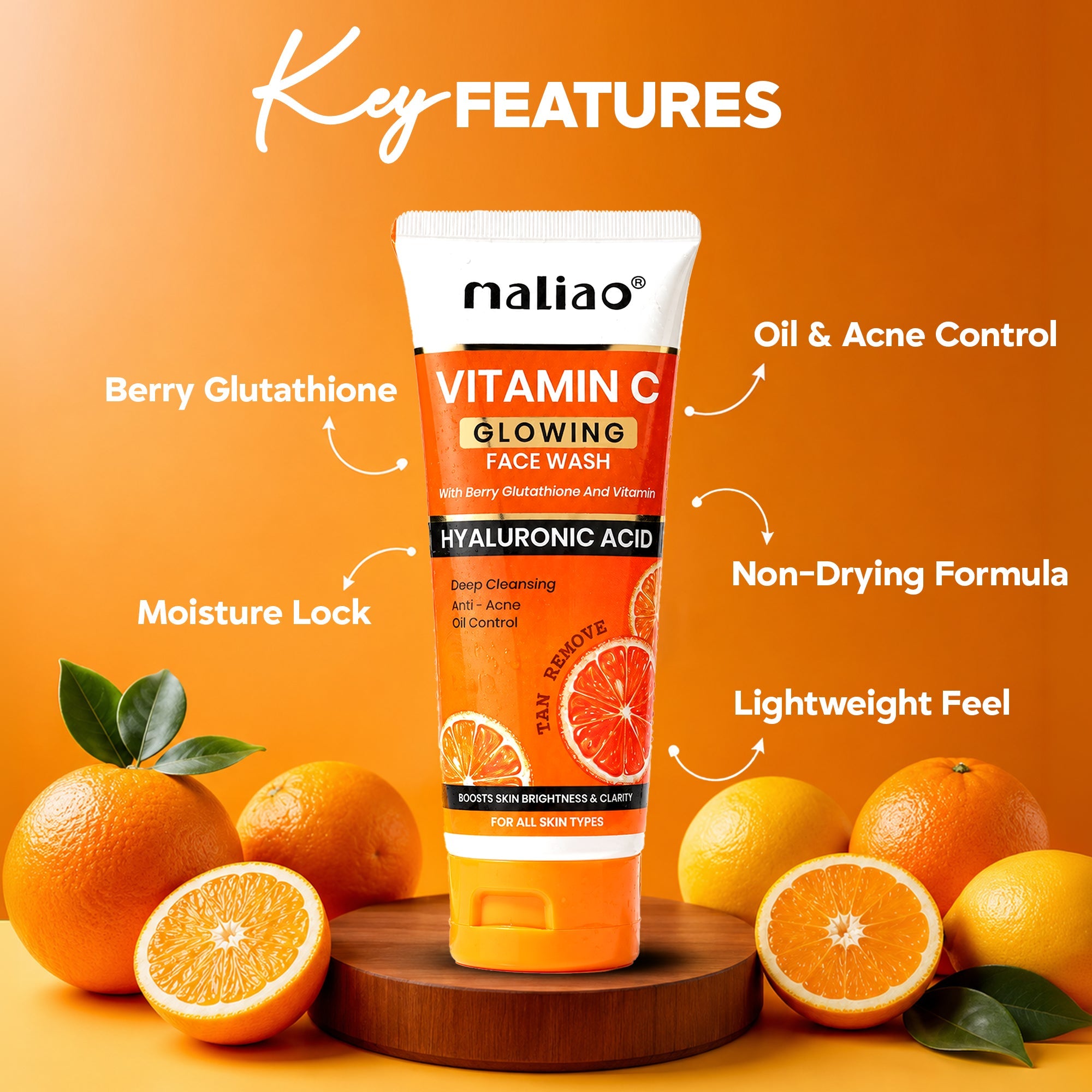 Maliao Vitamin C Glowing Facewash Face