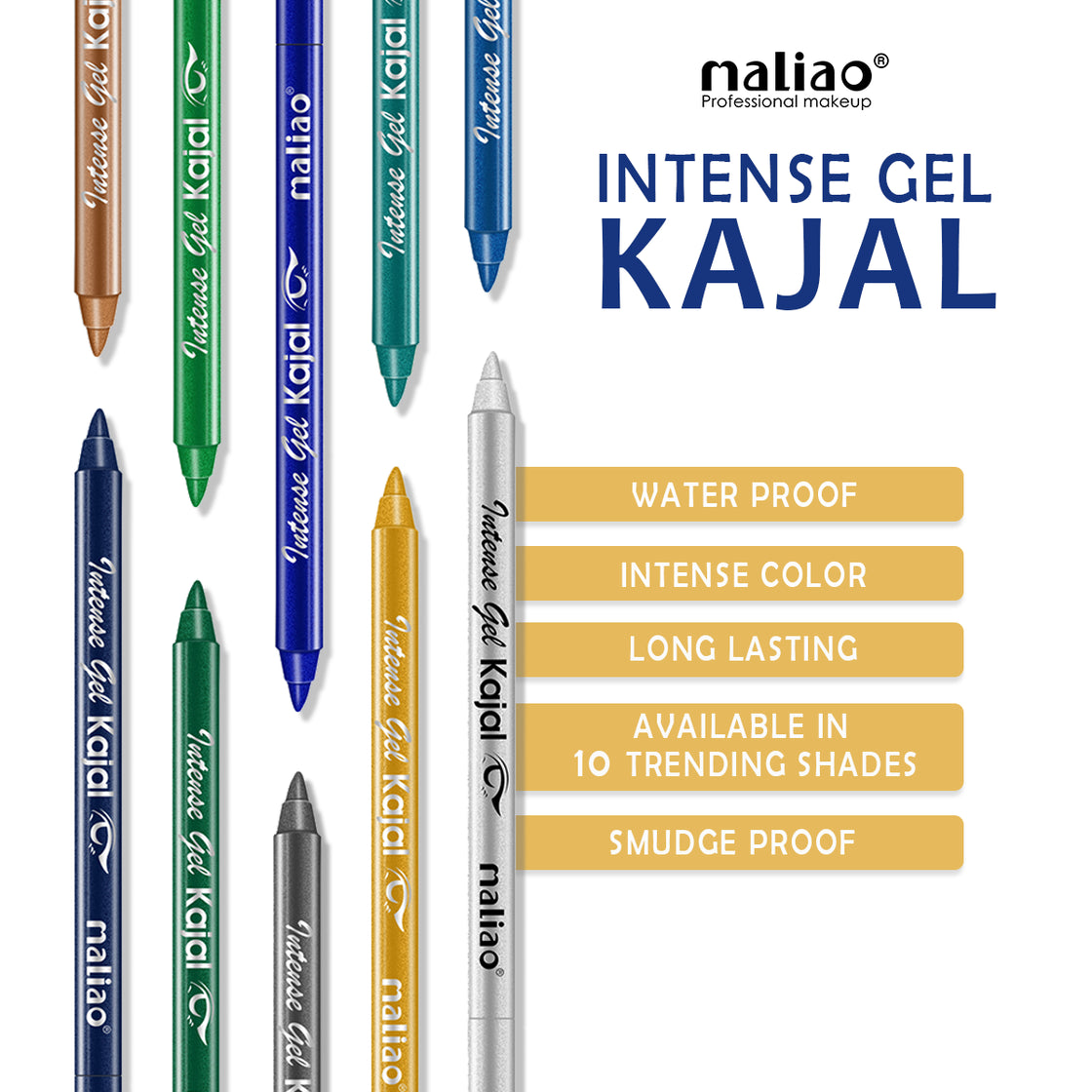 Maliao Intense Gel Kajal - Waterproof, Long-Lasting, Smudge-Proof - Maliao Makeup