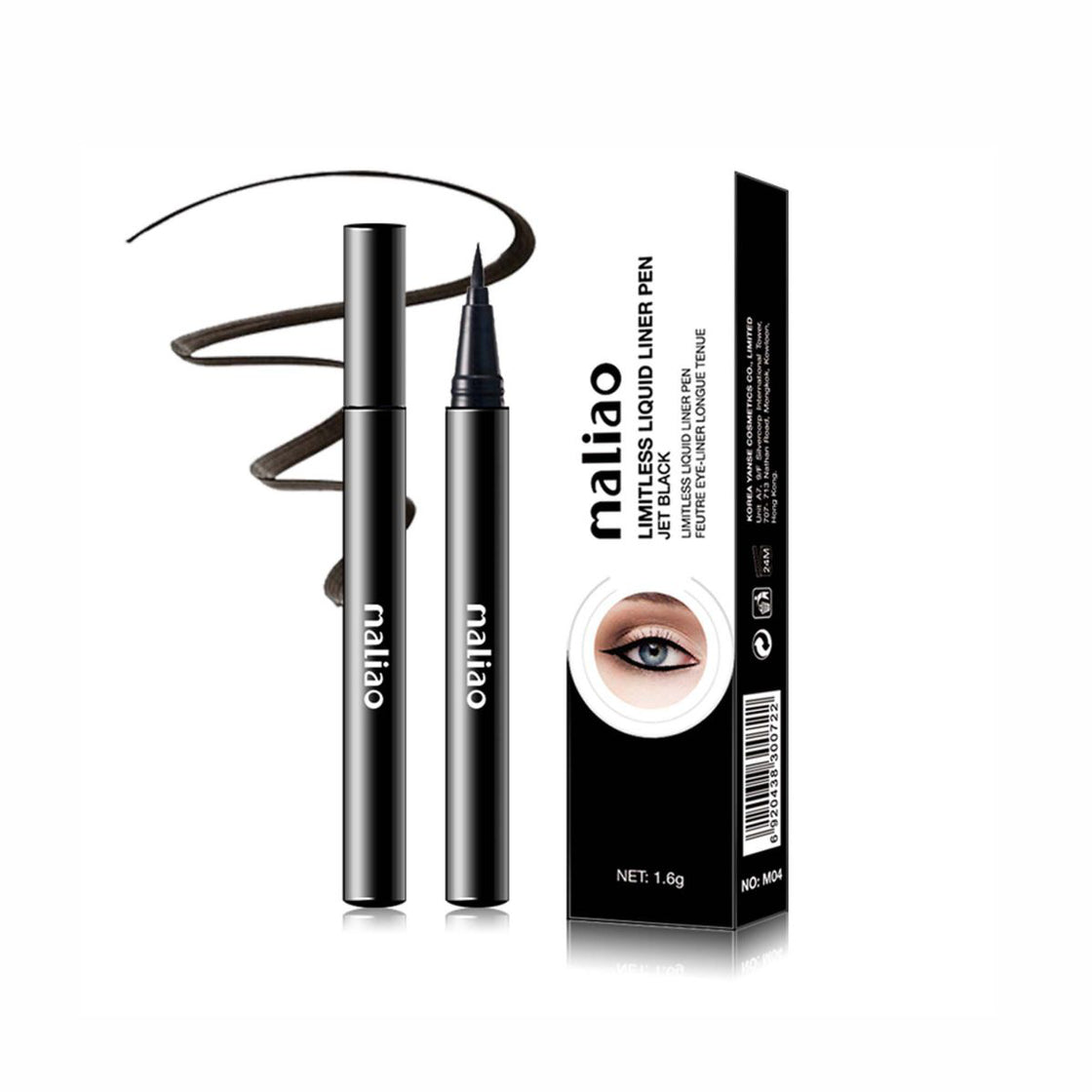 MALIAO Limitless Liquid Eyeliner Pen - Jet Black 1.6g | Long-lasting, Waterproof, Smudge-proof Precision Eyeliner Maliao Professional Makeup