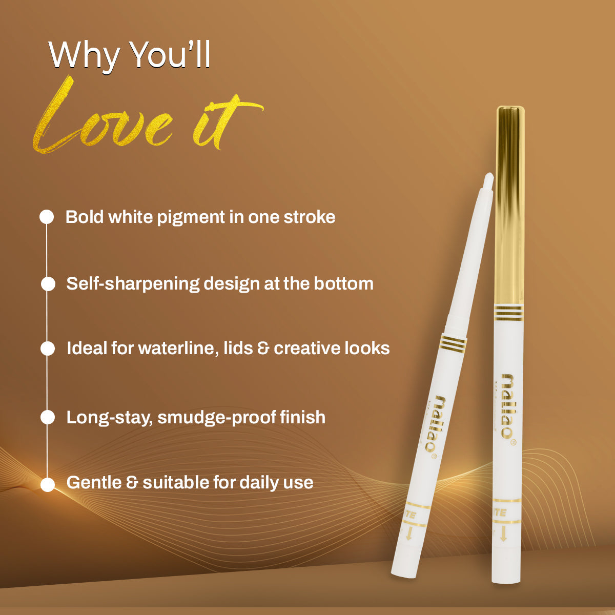 Maliao Love Me Waterproof White Kohl Kajal Pencil Eye