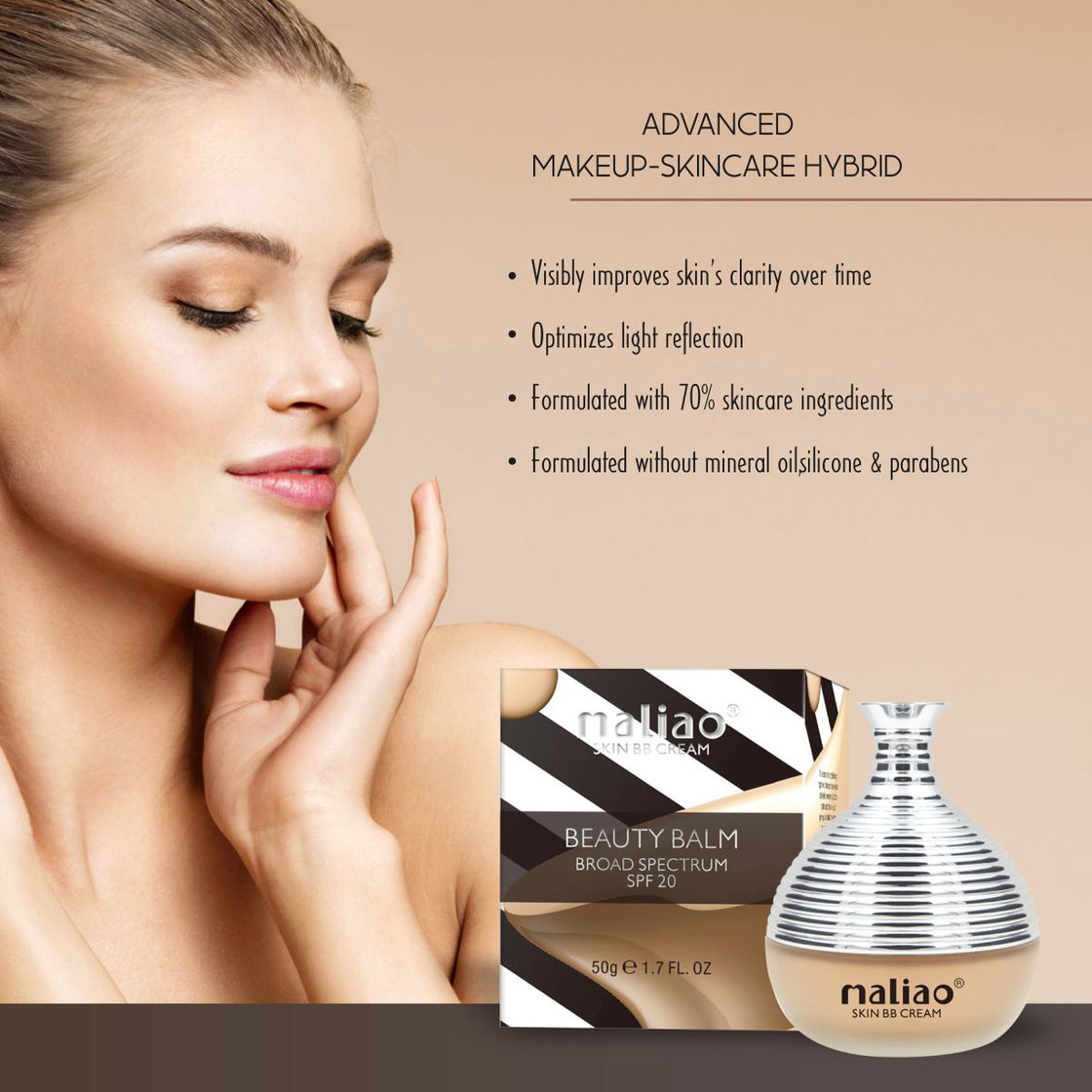 Maliao Beauty Balm Broad Spectrum BB Cream SPF 20 - Enhance and Protect Maliao Professional Makeup