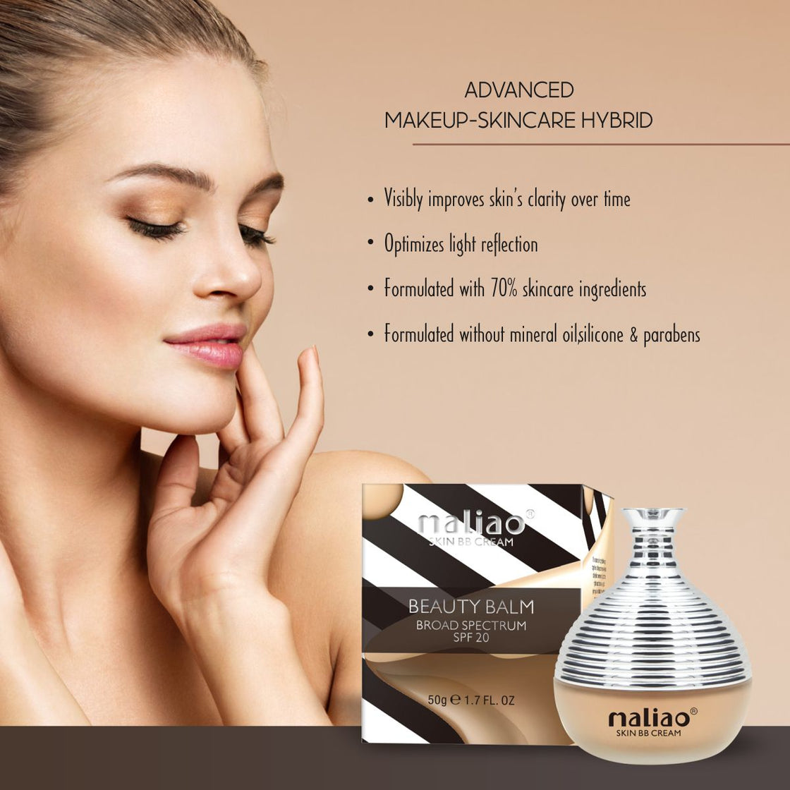 Maliao Beauty Balm Broad Spectrum BB Cream SPF 20 - Enhance and Protect Face