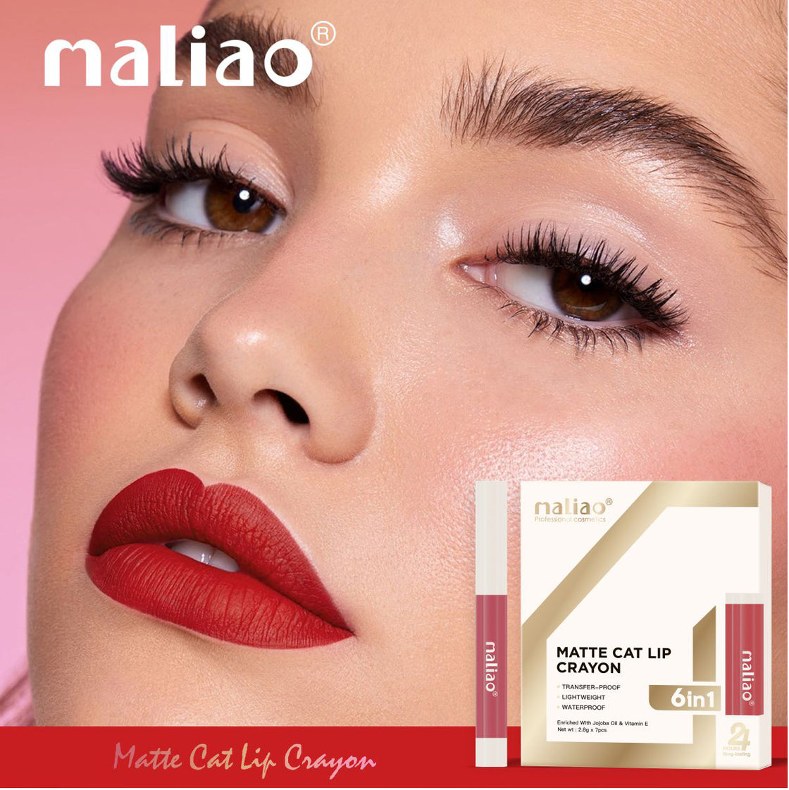 Maliao Matte Cat Lip Crayon - Transfer-Proof & Lightweight Long-Lasting Color Maliao Professional Makeup