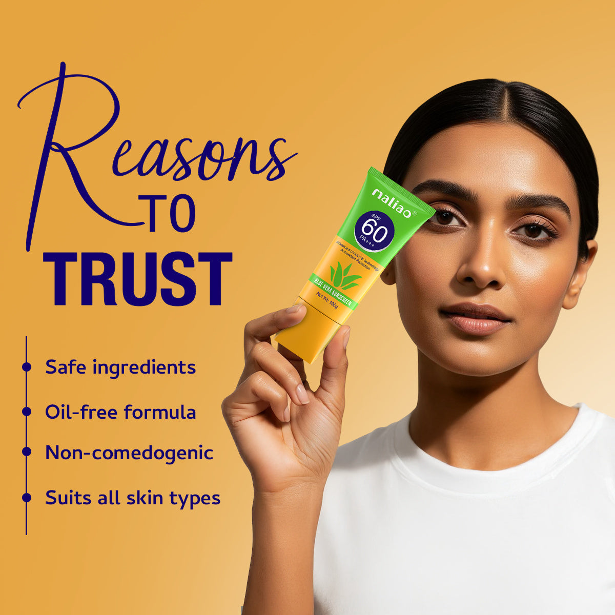 Maliao Aloe Vera Sunscreen SPF 60 PA+++ Face