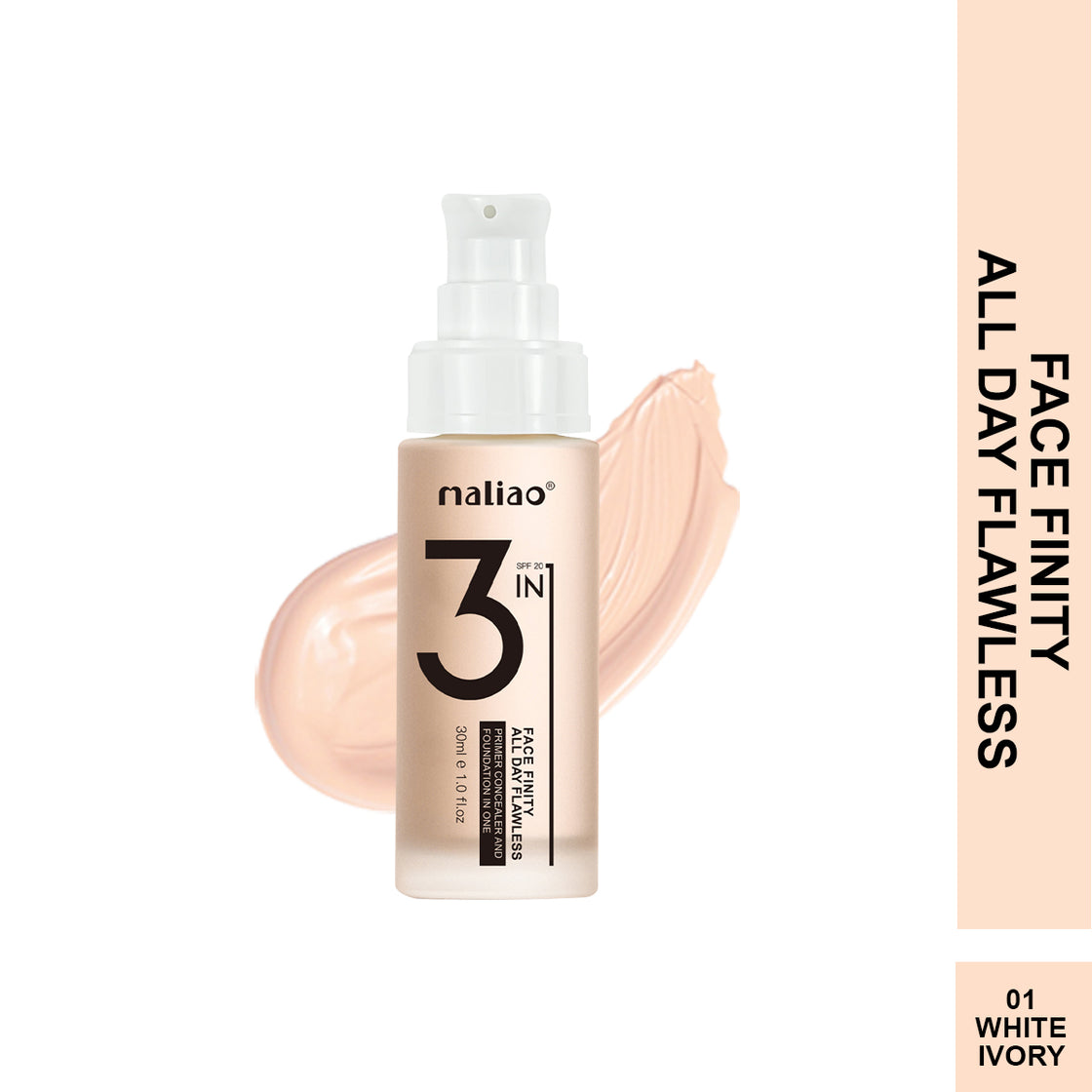 Maliao 3-IN-1 Face Finity Primer, Concealer & Foundation - Flawless All Day - Maliao Makeup