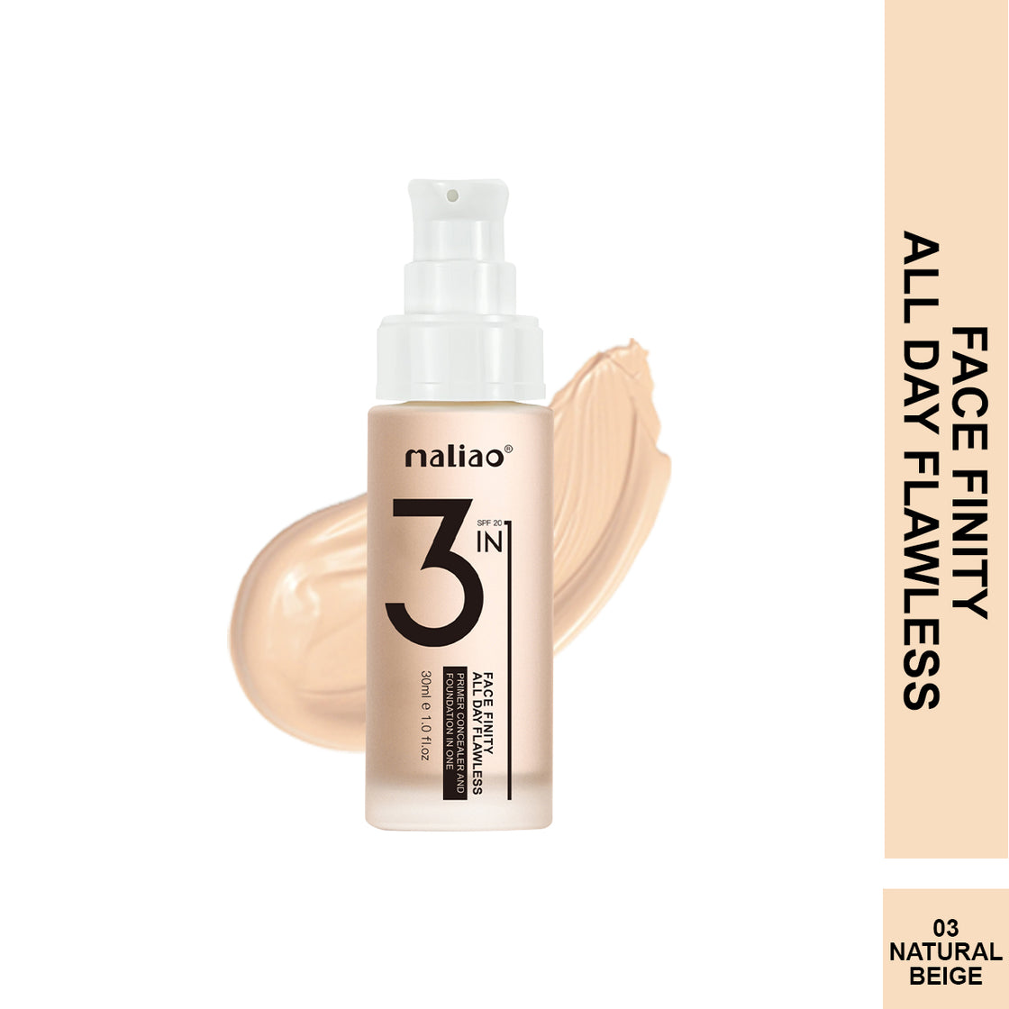 Maliao 3-IN-1 Face Finity Primer, Concealer & Foundation - Flawless All Day - Maliao Makeup