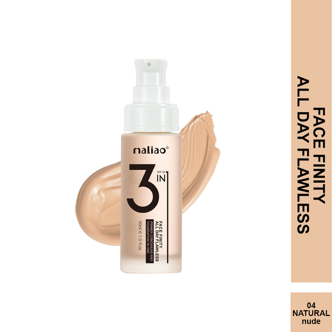 Maliao 3-IN-1 Face Finity Primer, Concealer & Foundation - Flawless All Day - Maliao Makeup