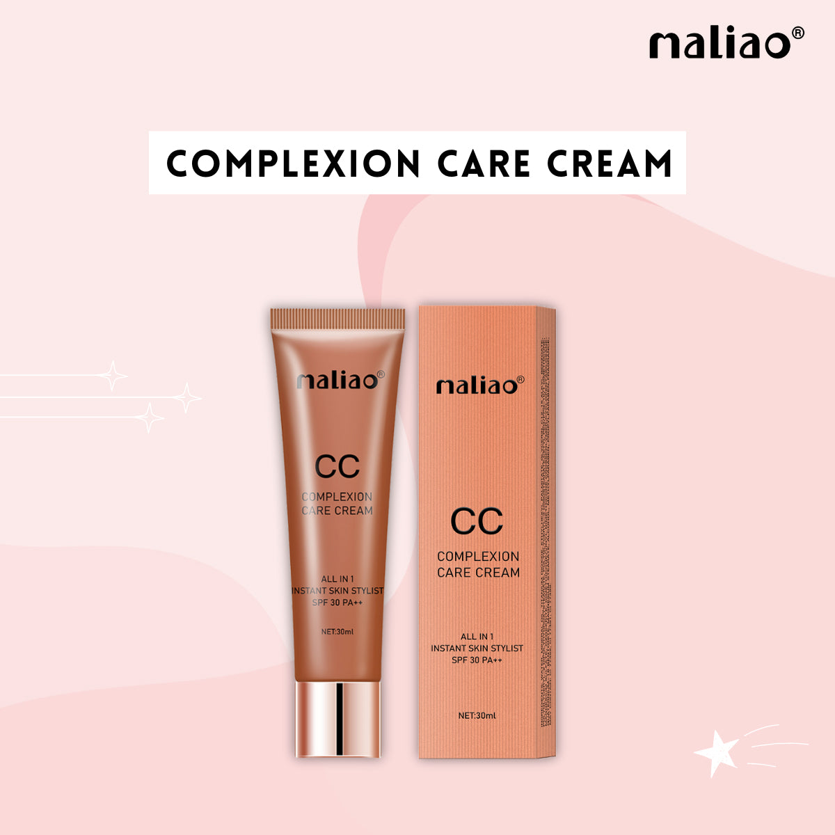 Maliao All-in-One Instant Skin Stylist CC Cream SPF 30PA++ - Flawless Coverage & Sun Protection - Maliao Makeup