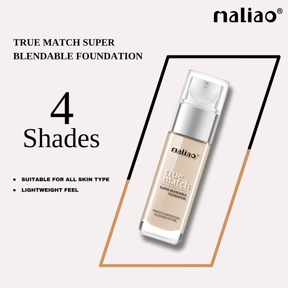 Maliao True Match Super-Blendable Foundation - Perfectly Matched Beauty, Foundation for Face Makeup - Maliao Makeup