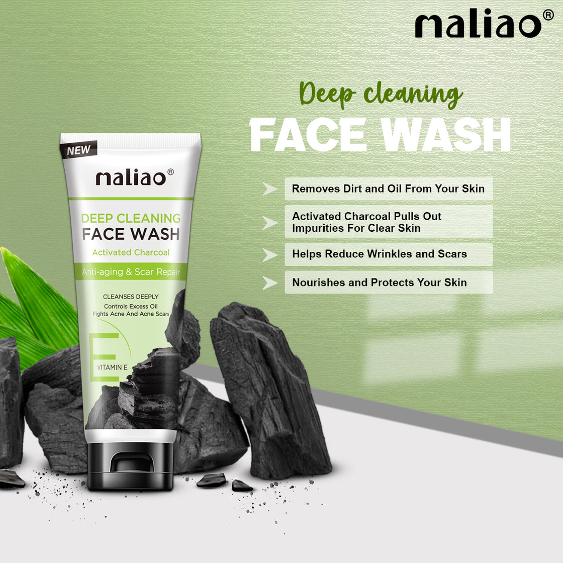 Maliao Charcoal Face Wash with Activated Charcoal - Ultimate Oil Control - Maliao Makeup