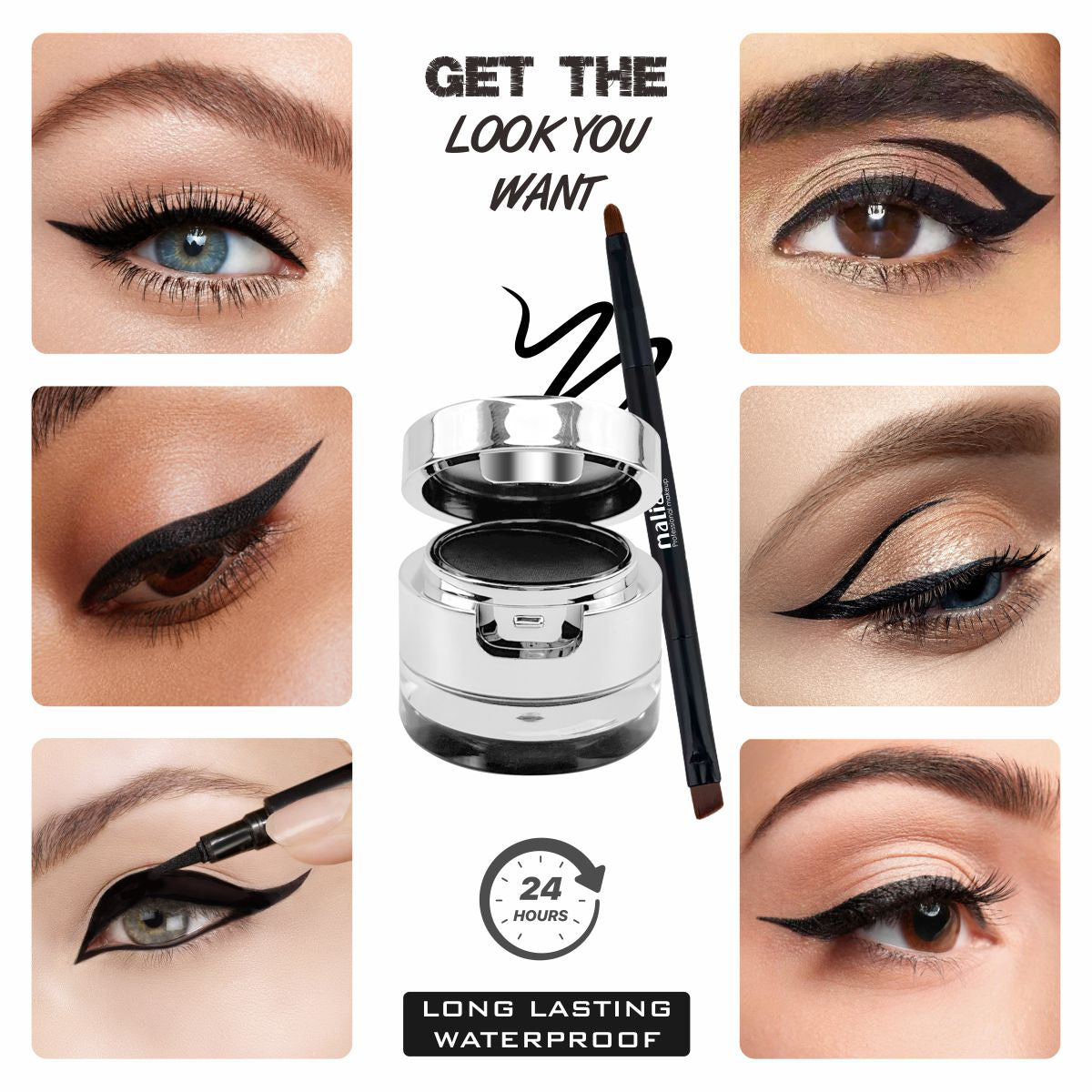 MALIAO Studio Touch 2-in-1 Gel Kajal Eyeliner Cake - 24-Hour Long-Lasting Definition - Maliao Makeup