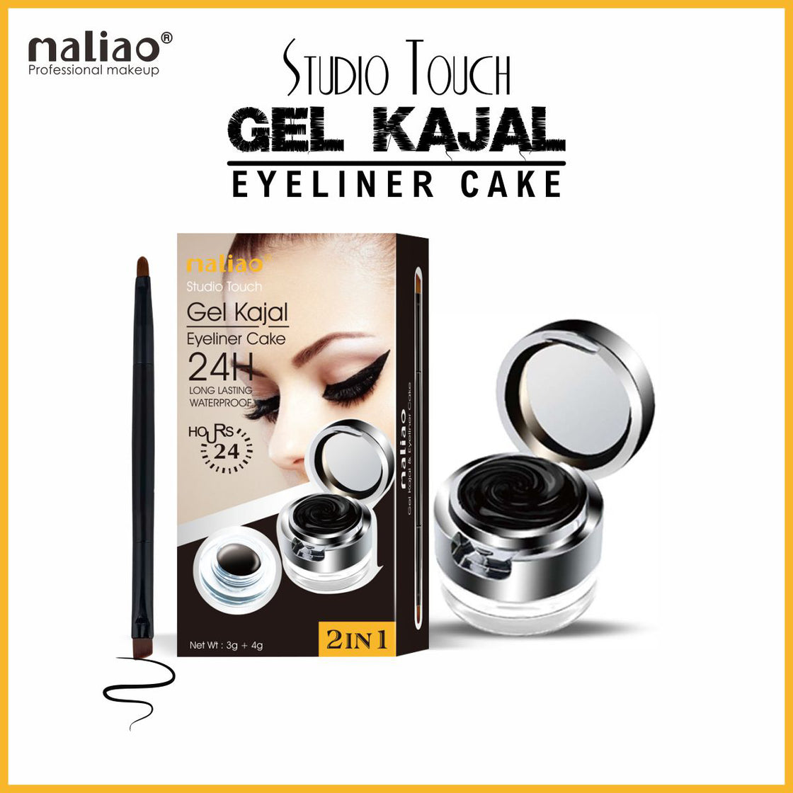 MALIAO Studio Touch 2-in-1 Gel Kajal Eyeliner Cake - 24-Hour Long-Lasting Definition - Maliao Makeup