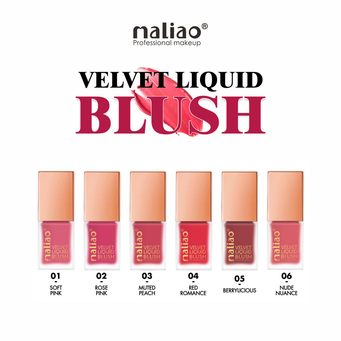 Maliao Velvet Liquid Blush - Radiant Flush of Color for Every Look Face