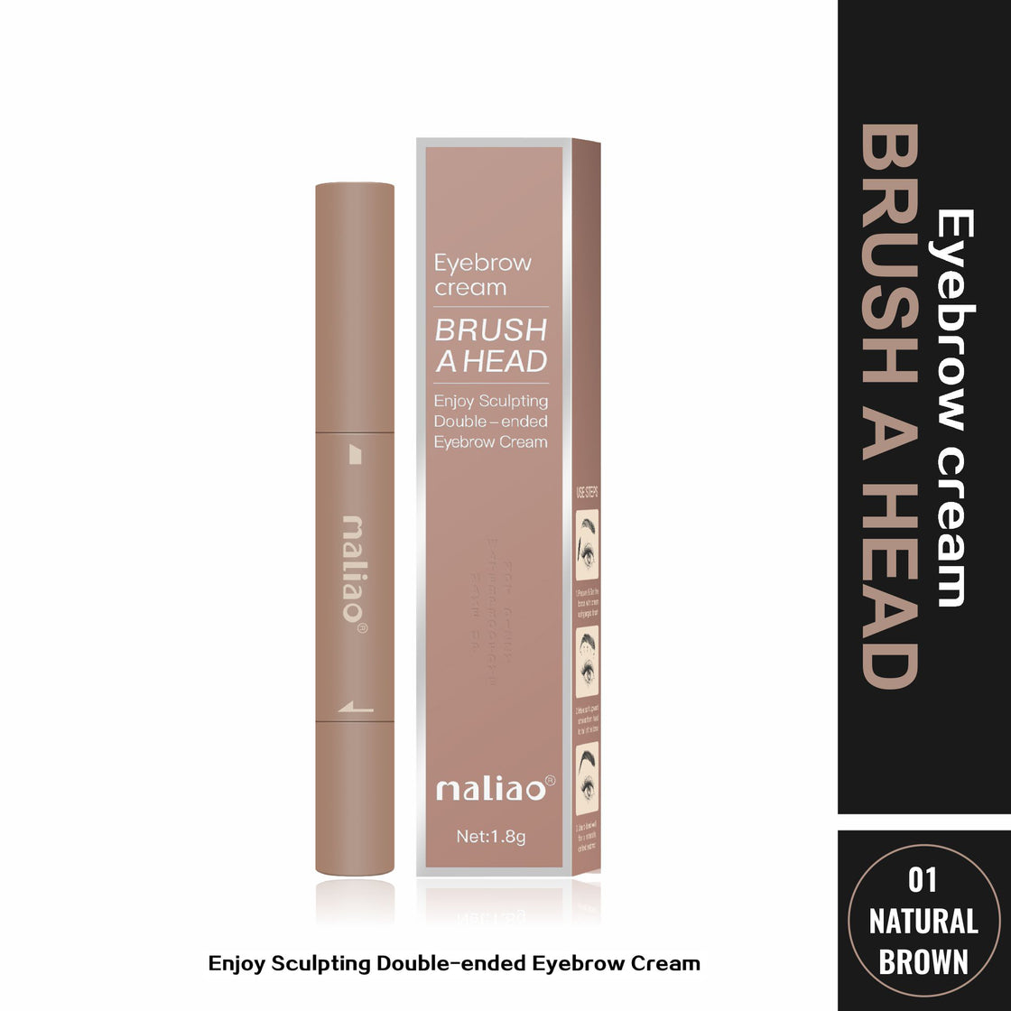 Maliao Double-Ended Eyebrow Cream Brush - Precision for Perfect Brows Maliao Professional Makeup